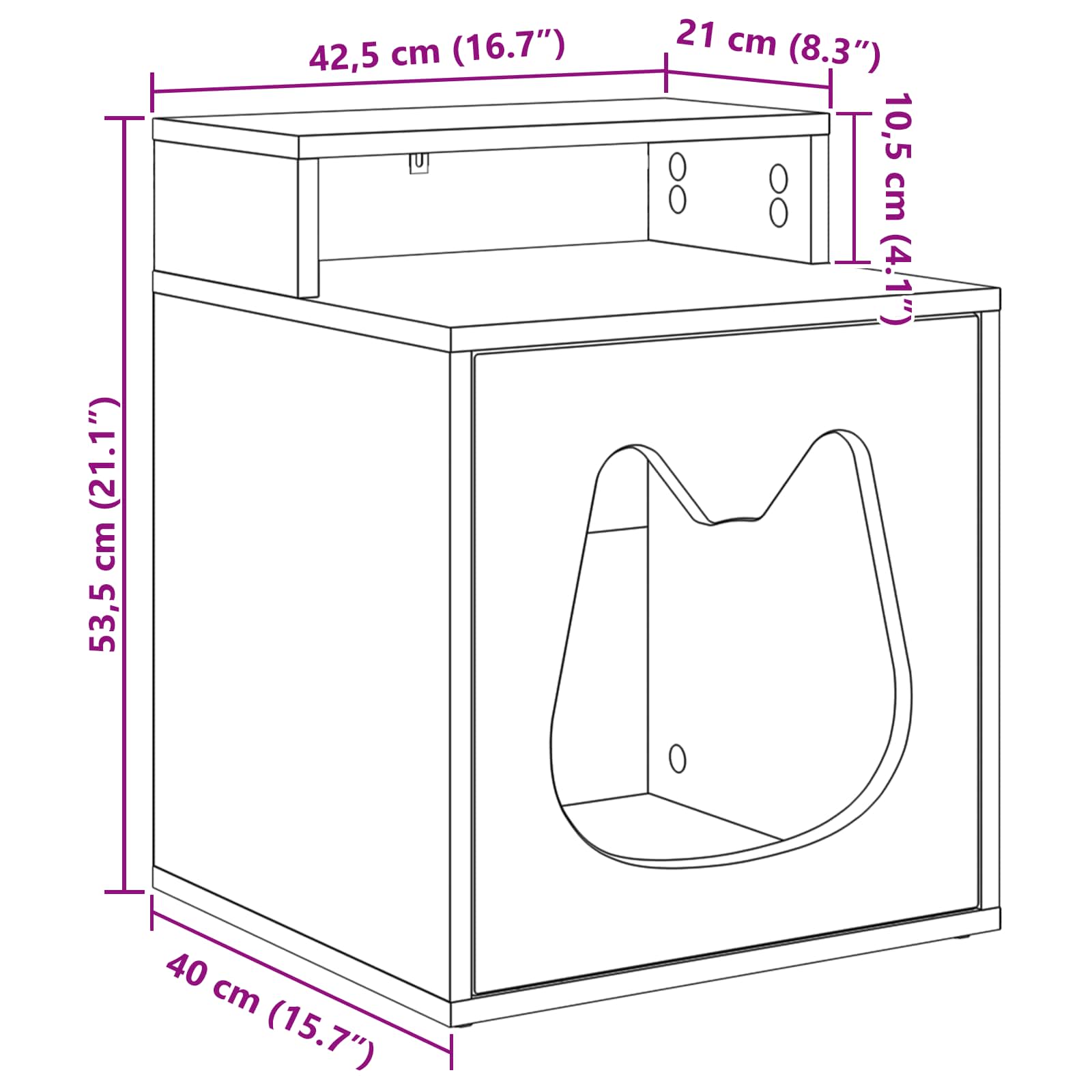 Σπίτι Γάτας Γκρι Sonoma 42,5 x 40 x 53,5 εκ Επεξεργασμένο Ξύλο