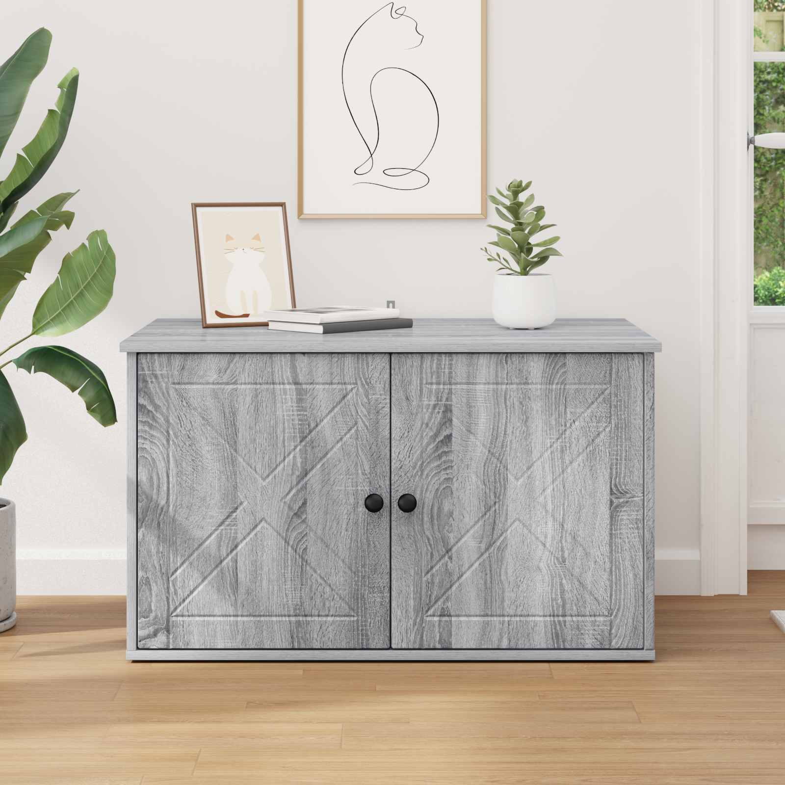 Σπίτι Γάτας Γκρι Sonoma 85 x 55 x 50,5 εκ Επεξεργασμένο Ξύλο