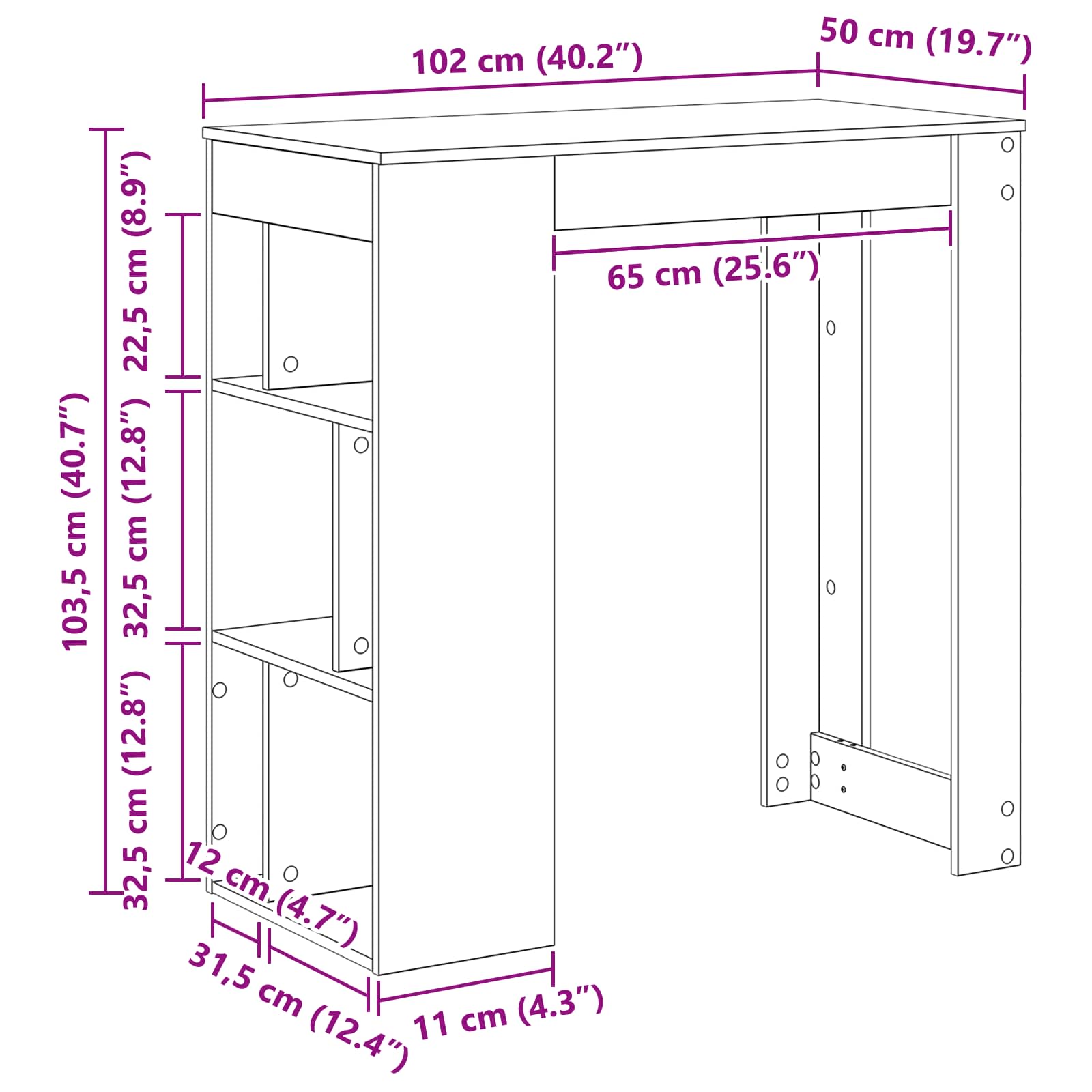 Τραπέζι μπαρ 102 x 50 x 103,5 εκ. Επεξεργασμένο Ξύλο Μαύρη Οξυά