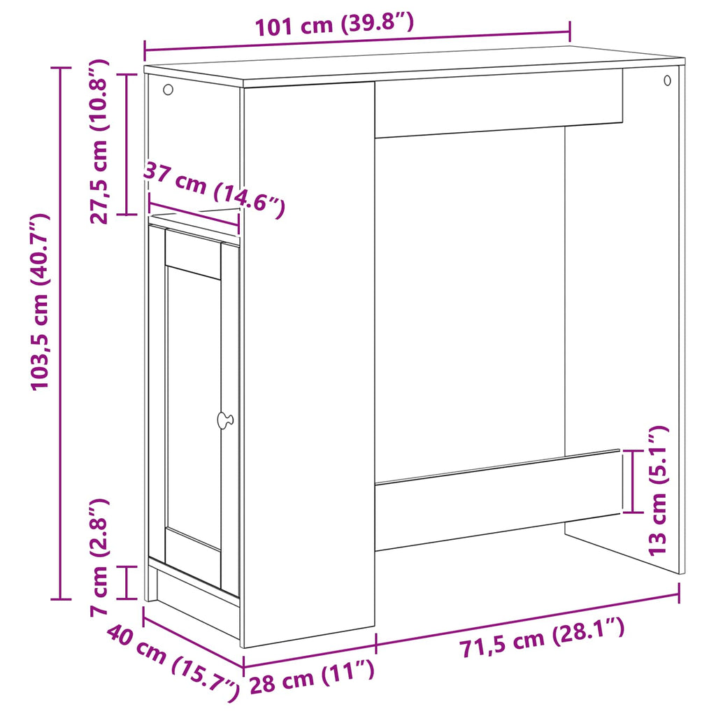 Τραπέζι μπαρ 101 x 40 x 103,5 εκ Επεξεργασμένο Ξύλο Μαύρη Οξυά