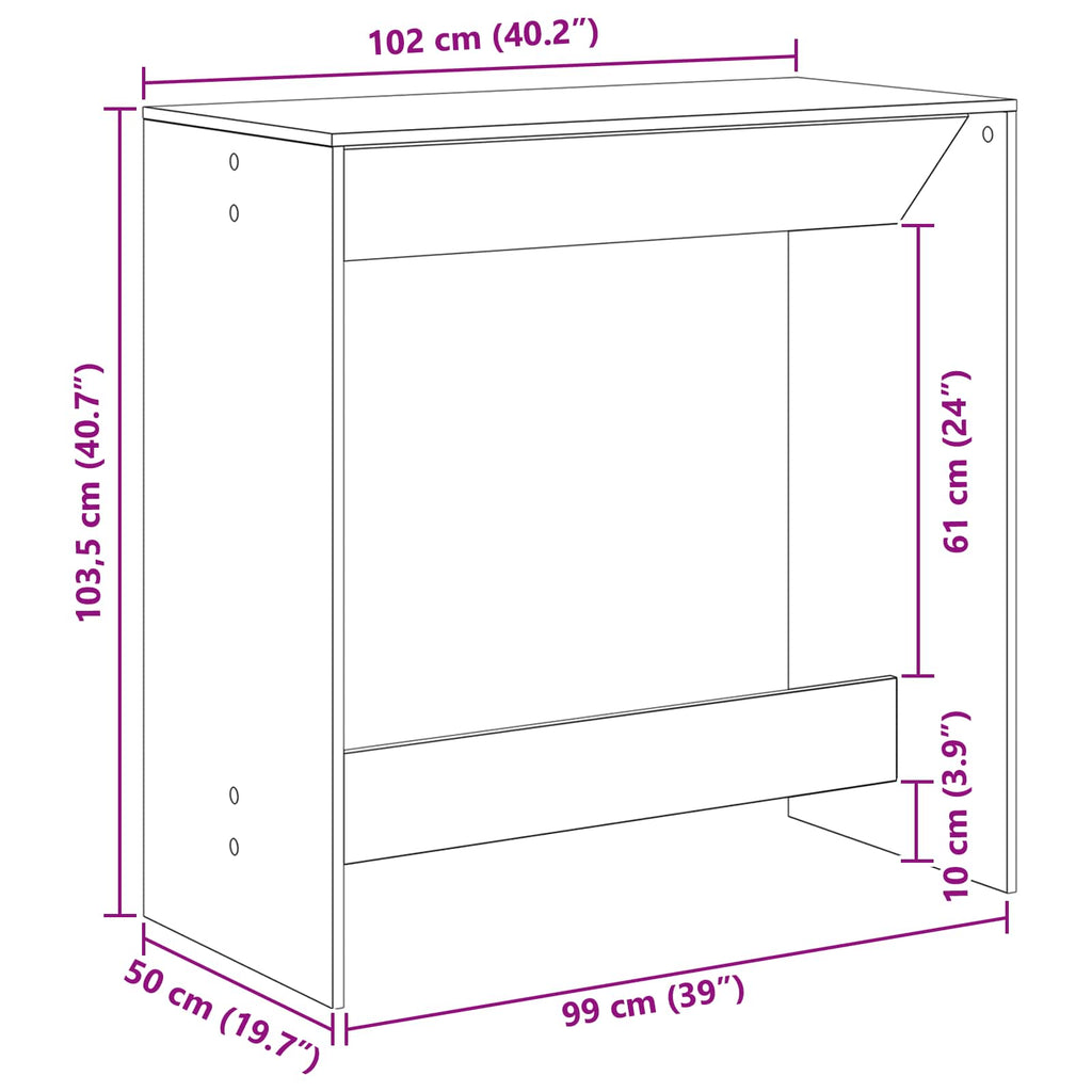 Τραπέζι μπαρ 102 x 50 x 103,5 εκ. Επεξεργασμένο Ξύλο Μαύρη Οξυά