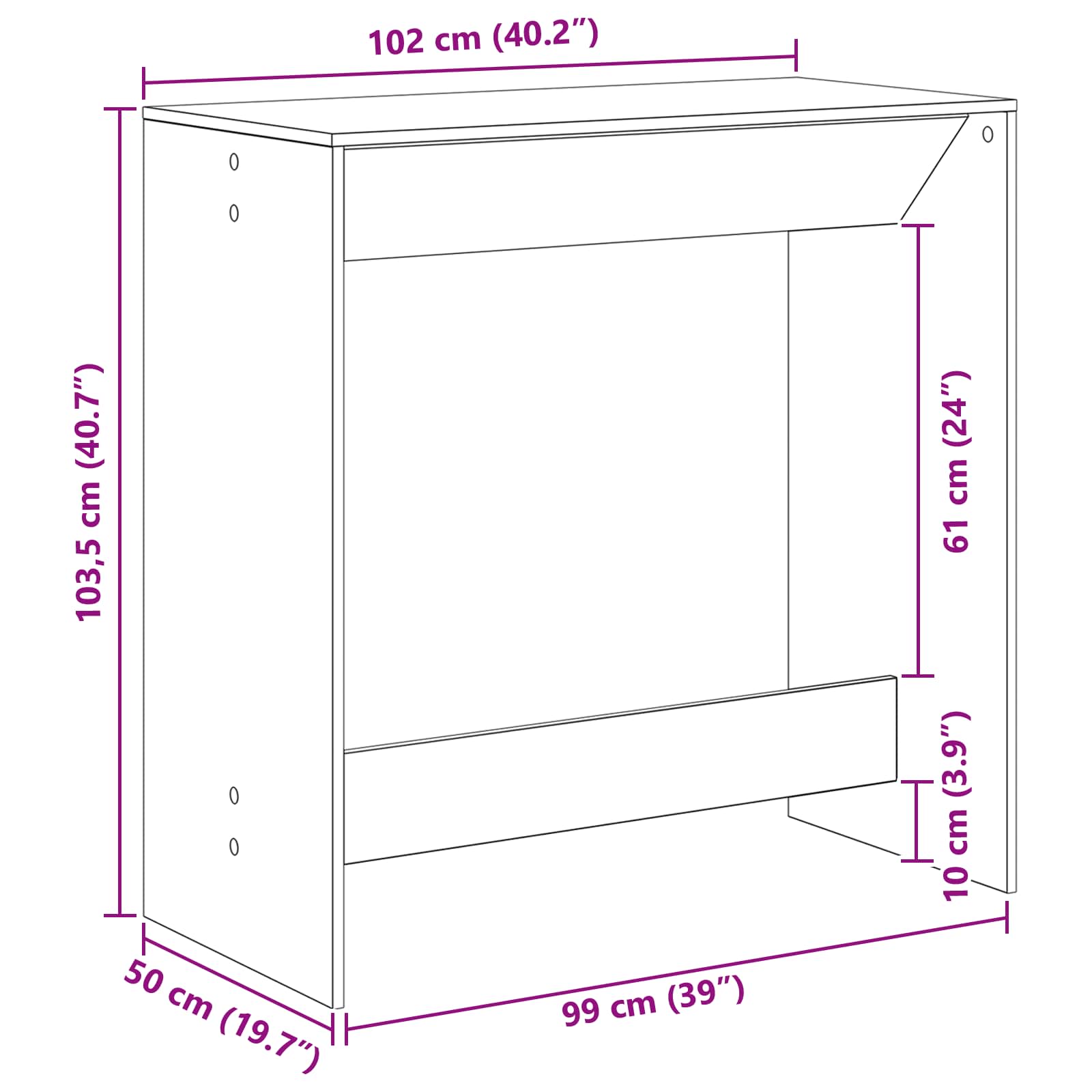 Τραπέζι μπαρ 102 x 50 x 103,5 εκ. Επεξεργασμένο Ξύλο Μαύρη Οξυά