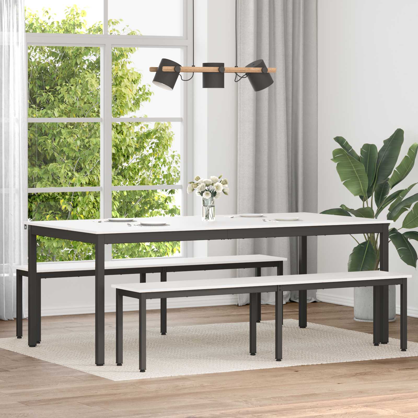 Τραπεζαρία Λευκό 200 x 100 x 75 cm Στερεά ξυλεία πεύκου