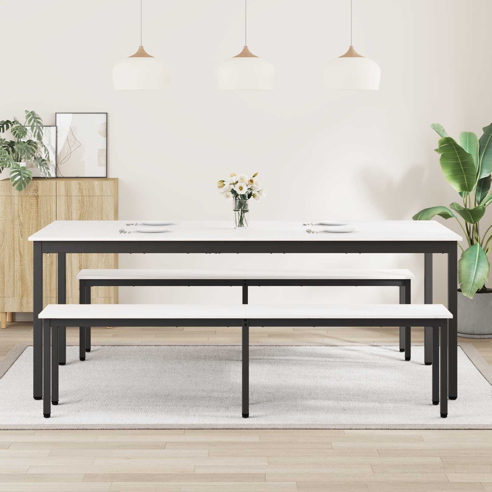 Τραπεζαρία Λευκό 200 x 100 x 75 cm Στερεά ξυλεία πεύκου