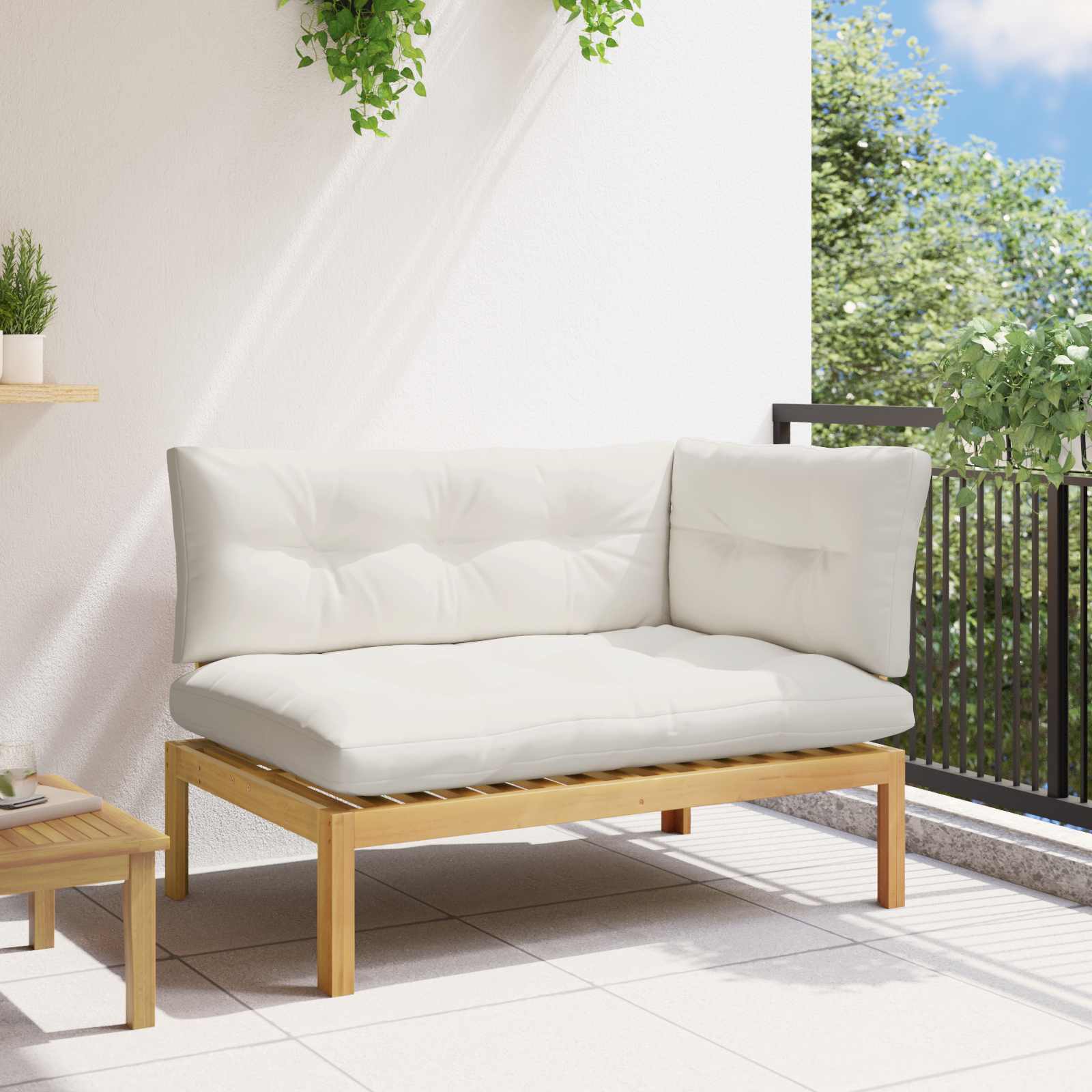Μονάδα Γωνιακού Καναπέ Φωτεινός Οξιάς και Κρέμα Λευκό