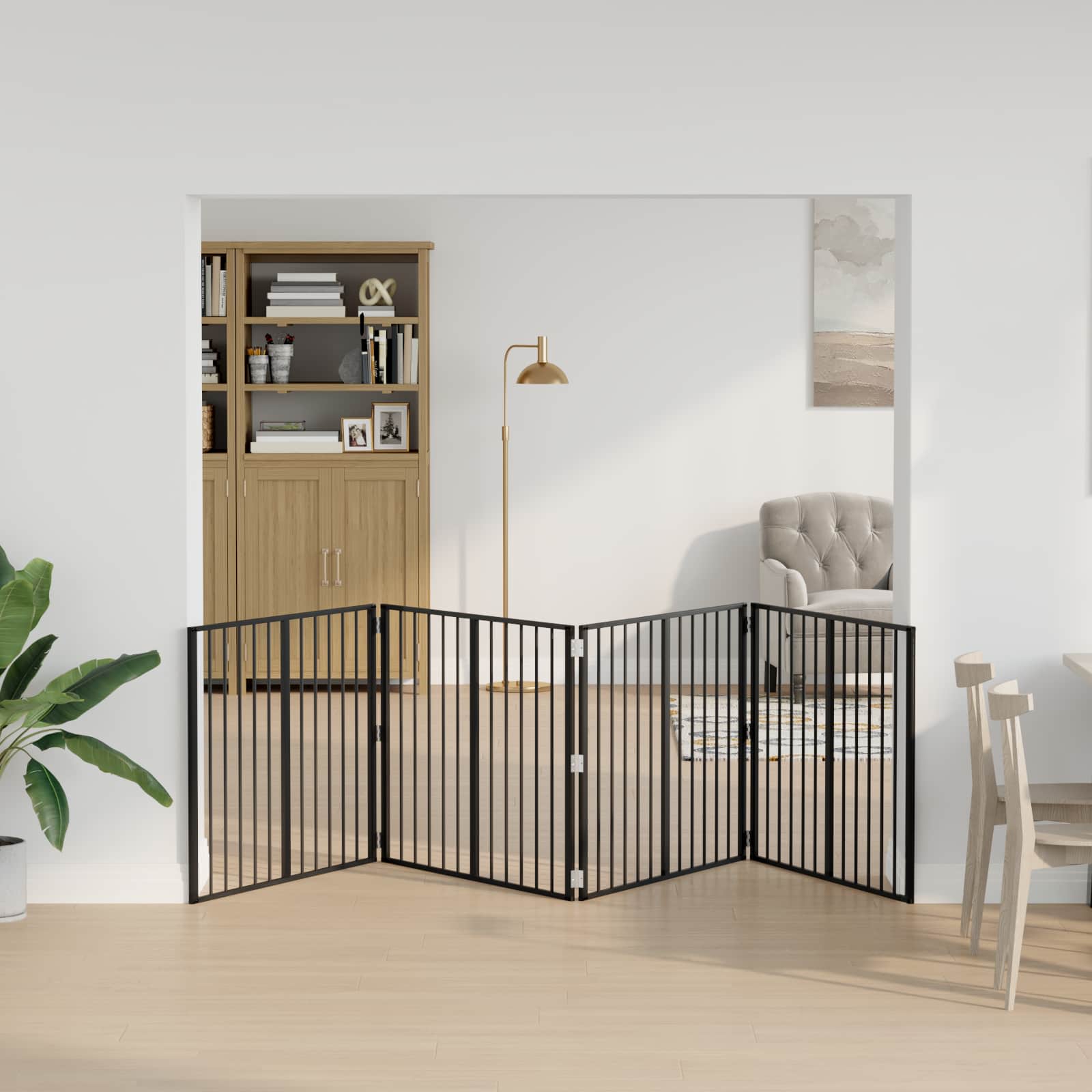 Πόρτα Σκύλου 4 τμχ. Μαύρο 100 x 80 cm Γαλβανισμένος Χάλυβας