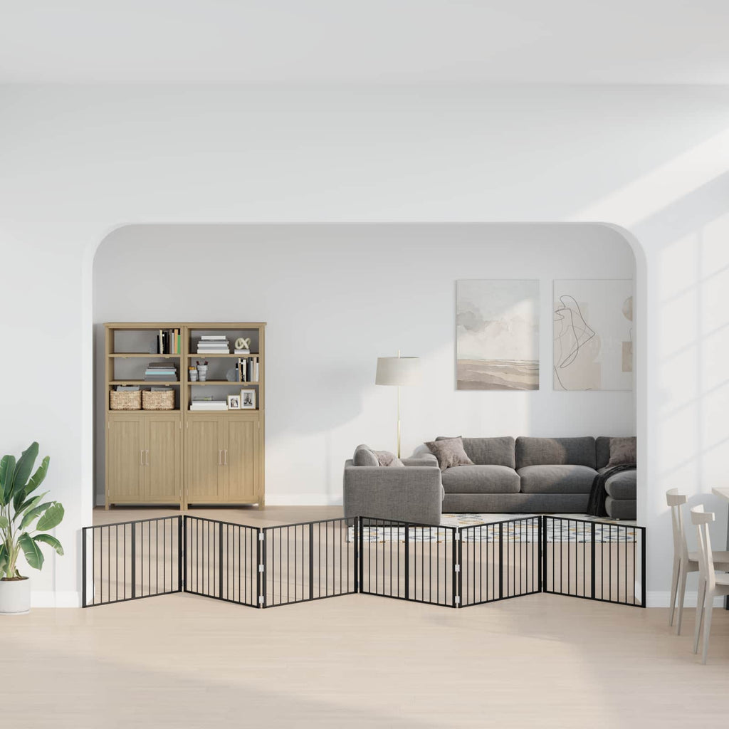Πόρτα Σκύλου 6 τμχ. Μαύρο 100 x 60 cm Γαλβανισμένος Χάλυβας