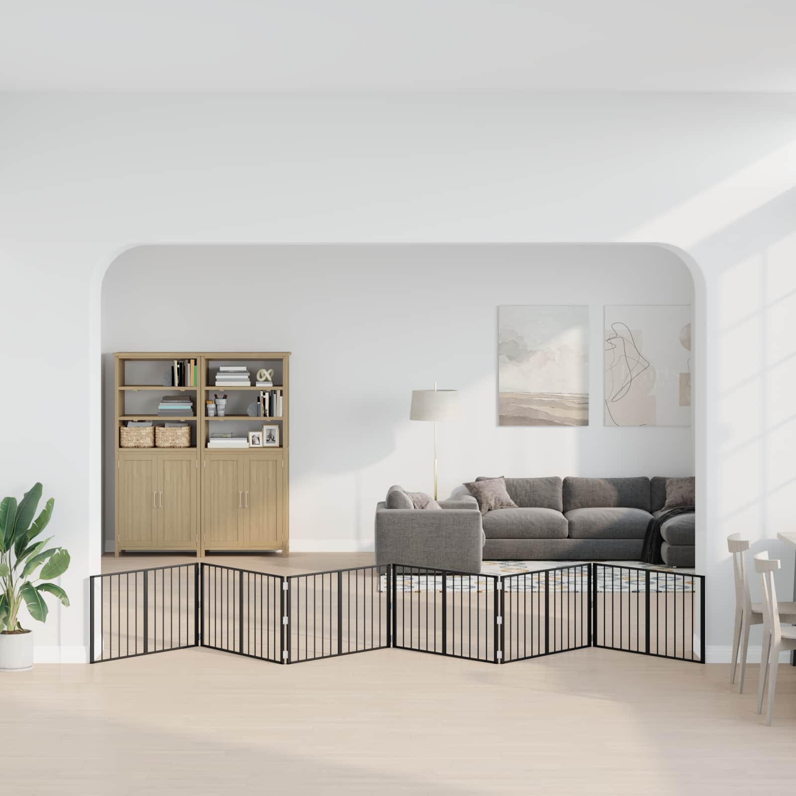 Πόρτα Σκύλου 6 τμχ. Μαύρο 100 x 60 cm Γαλβανισμένος Χάλυβας