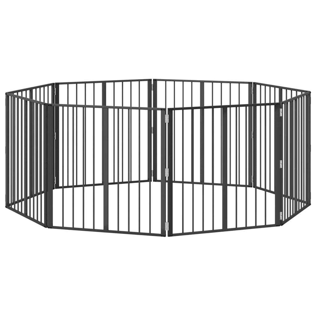 Πόρτα Σκύλου 8 τμχ. Μαύρο 80 x 80 cm Γαλβανισμένος Χάλυβας