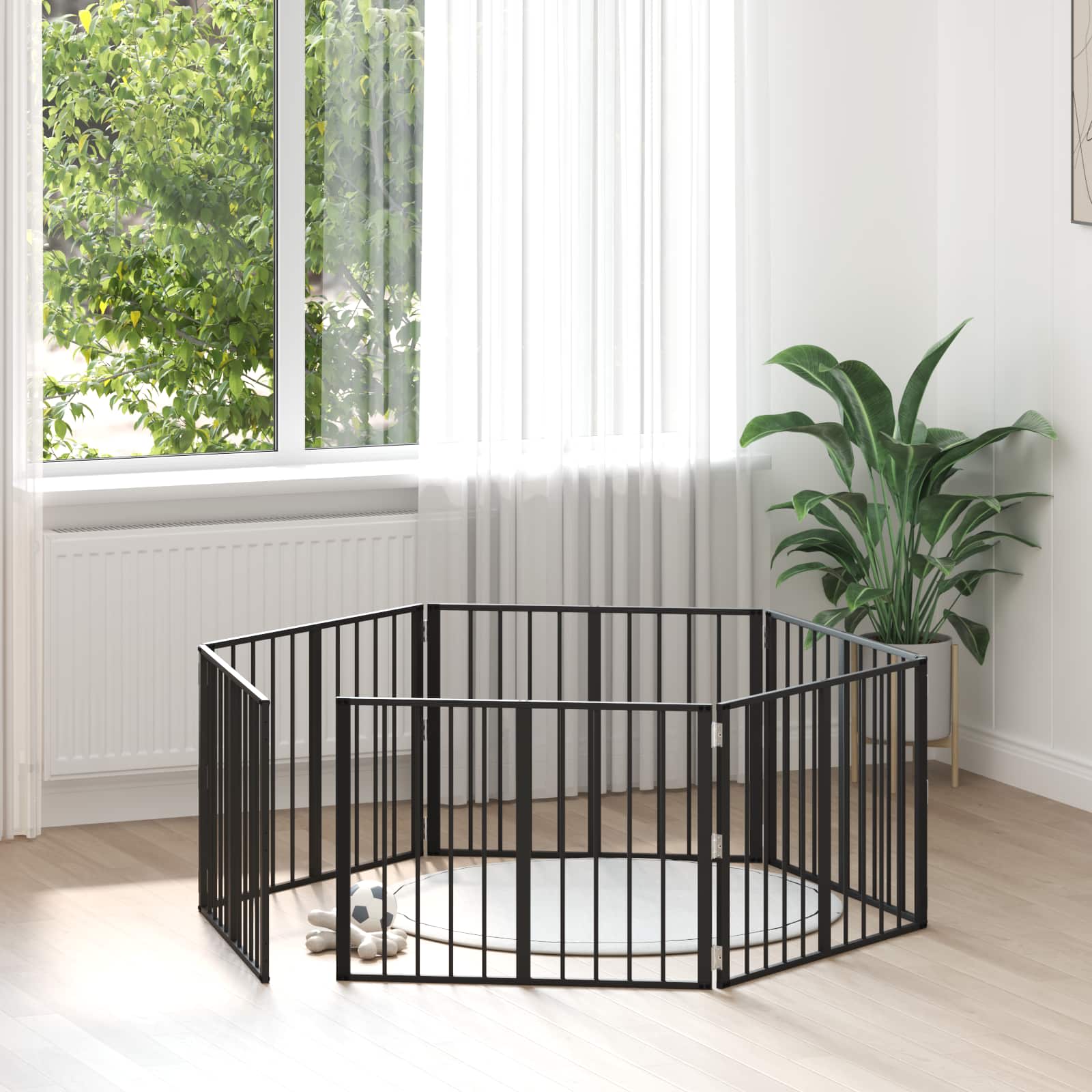 Πόρτα Σκύλου 6 τμχ. Μαύρο 80 x 60 cm Γαλβανισμένος Χάλυβας