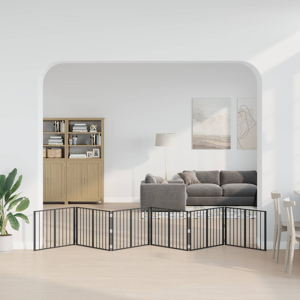 Πόρτα Σκύλου 6 τμχ. Μαύρο 80 x 60 cm Γαλβανισμένος Χάλυβας