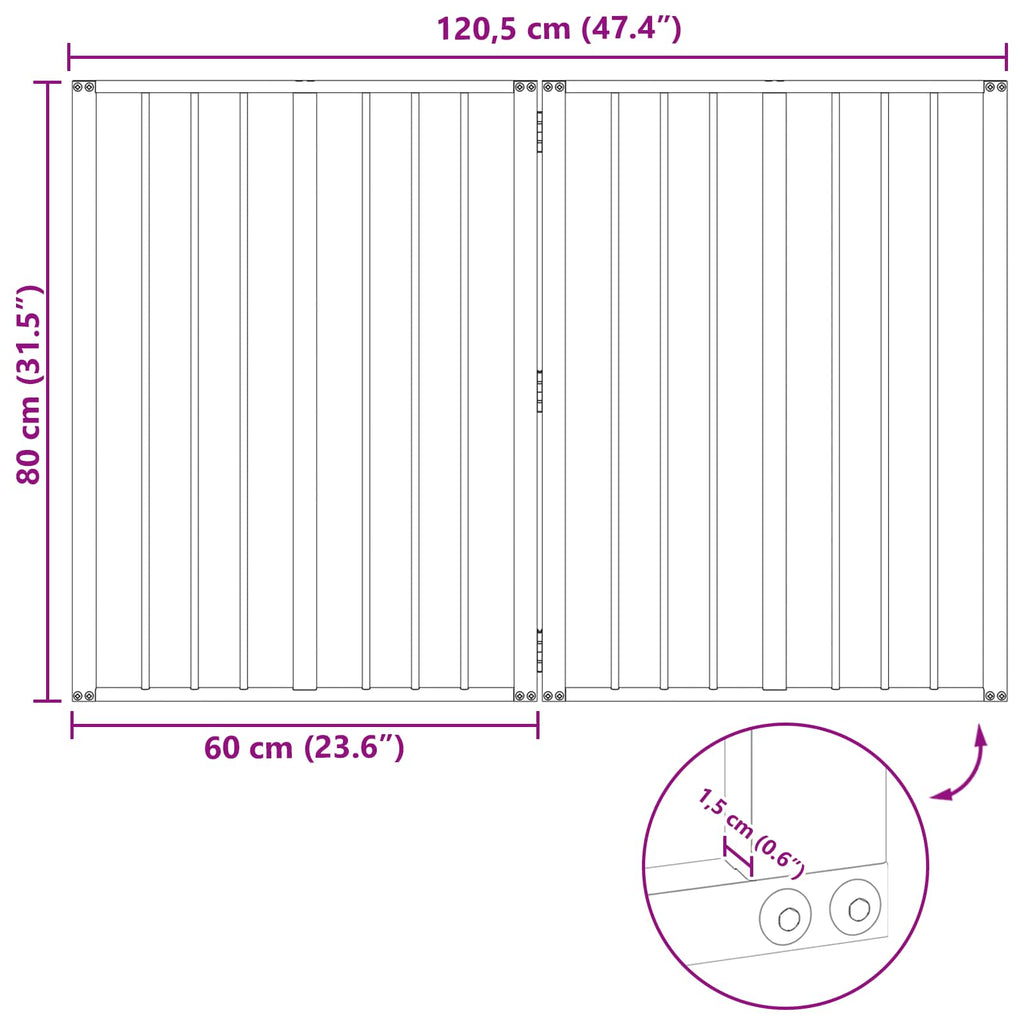 Πόρτα Σκύλου 2 τμχ. Μαύρο 60 x 80 cm Γαλβανισμένος Χάλυβας