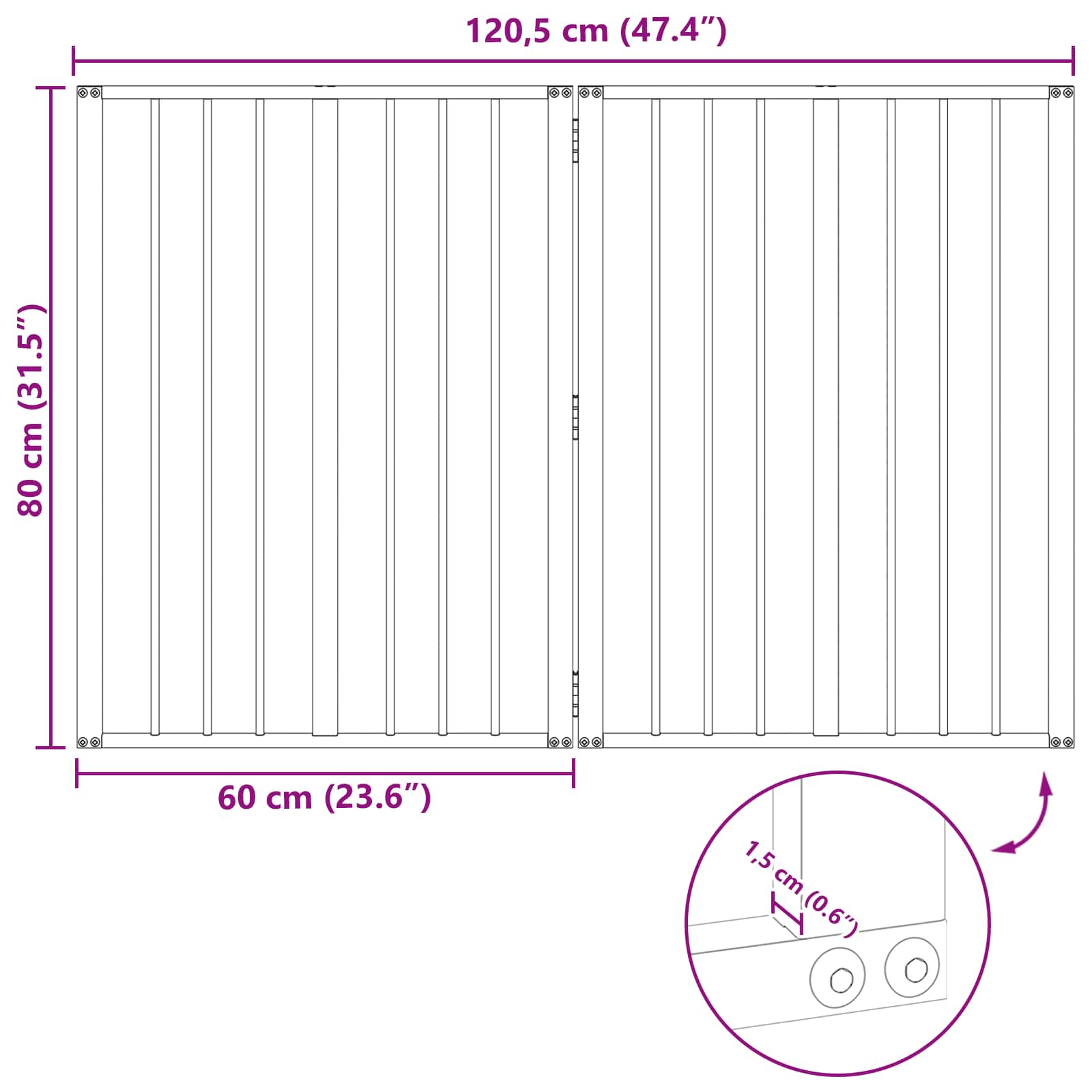 Πόρτα Σκύλου 2 τμχ. Μαύρο 60 x 80 cm Γαλβανισμένος Χάλυβας