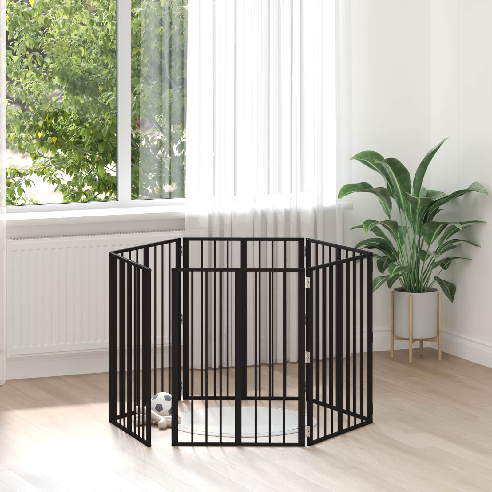 Πόρτα Σκύλου 6 τμχ. Μαύρο 60 x 80 cm Γαλβανισμένος Χάλυβας