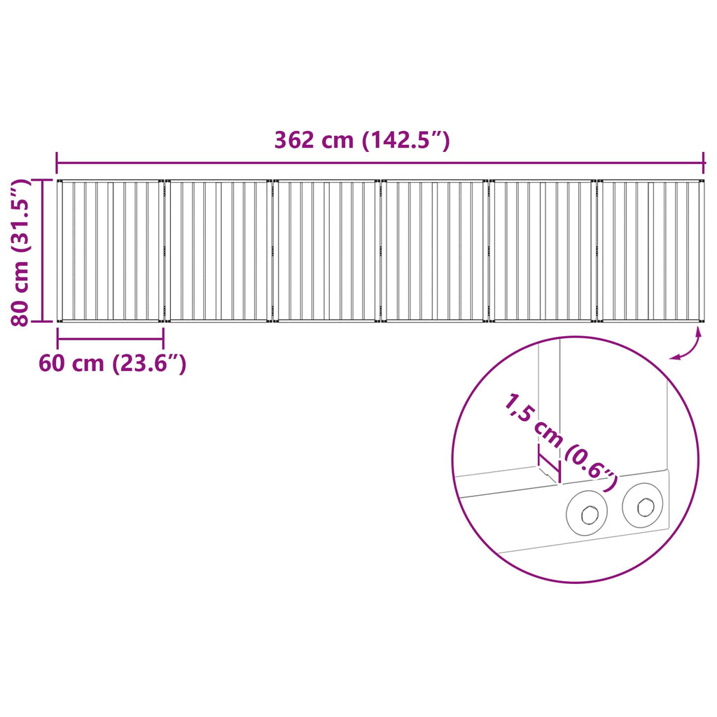 Πόρτα Σκύλου 6 τμχ. Μαύρο 60 x 80 cm Γαλβανισμένος Χάλυβας
