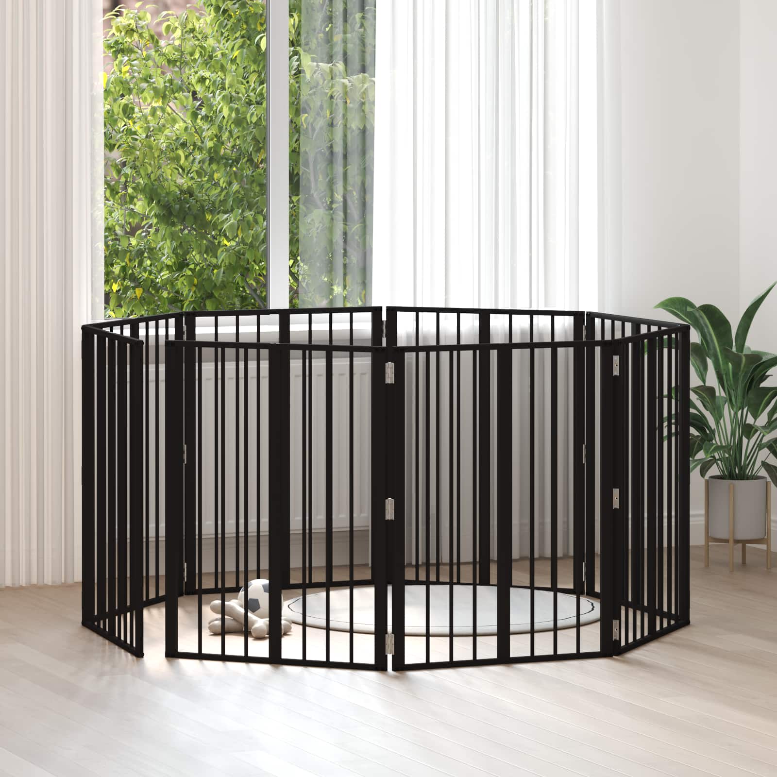 Πόρτα Σκύλου 8 τμχ. Μαύρο 60 x 80 cm Γαλβανισμένος Χάλυβας