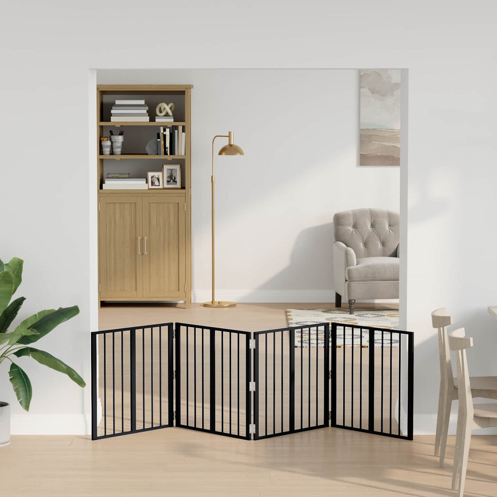 Πόρτα Σκύλου 4 τμχ. Μαύρο 60 x 60 cm Γαλβανισμένος Χάλυβας