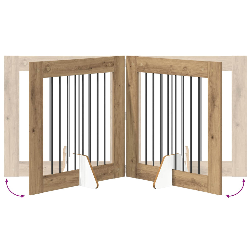Στερεωμένη γυαλιστερή πύλη για σκύλους 4 τμχ. Artisan Δρυς