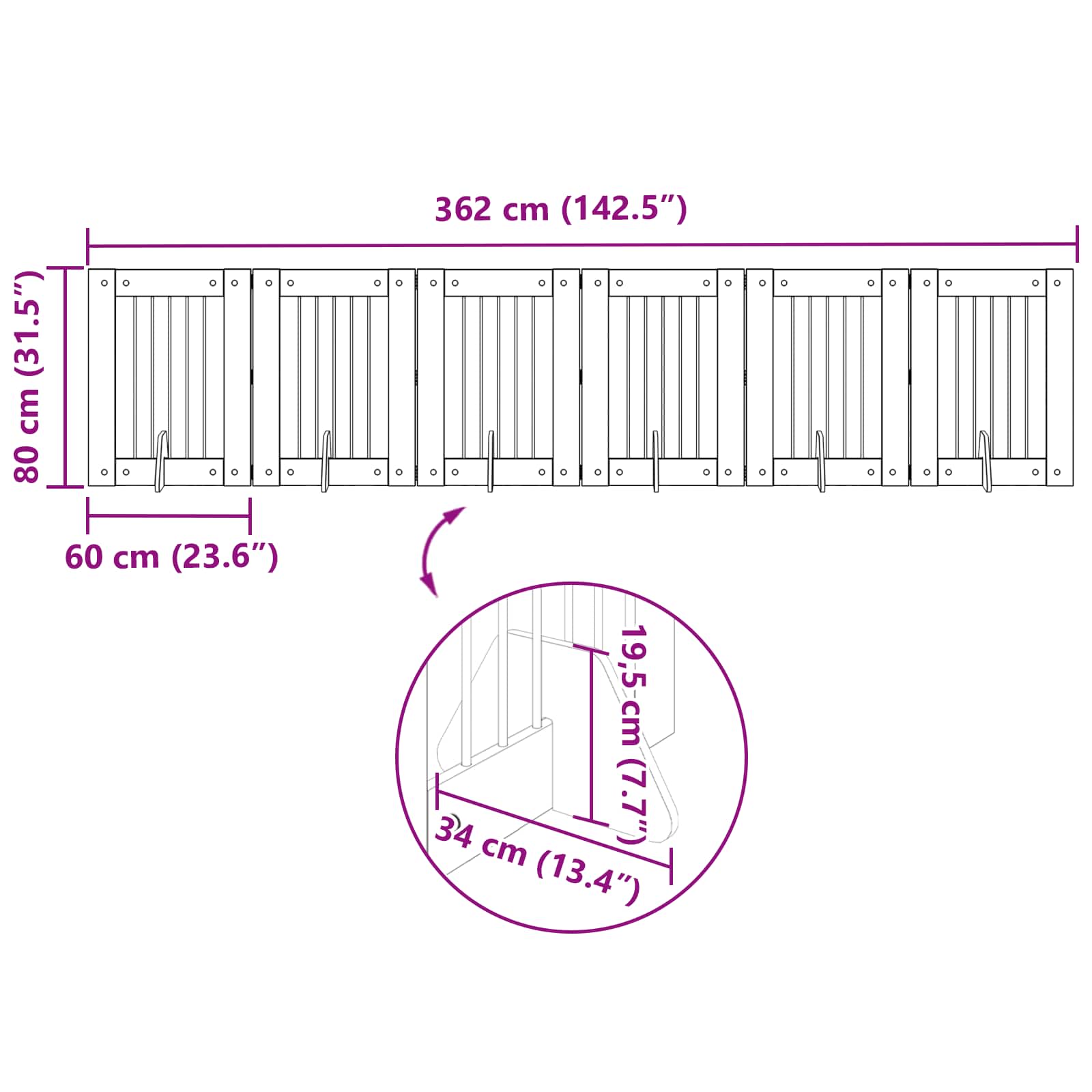 Στερεωμένη γυαλιστερή πύλη για σκύλους 6 τμχ. Sonoma Δρυς