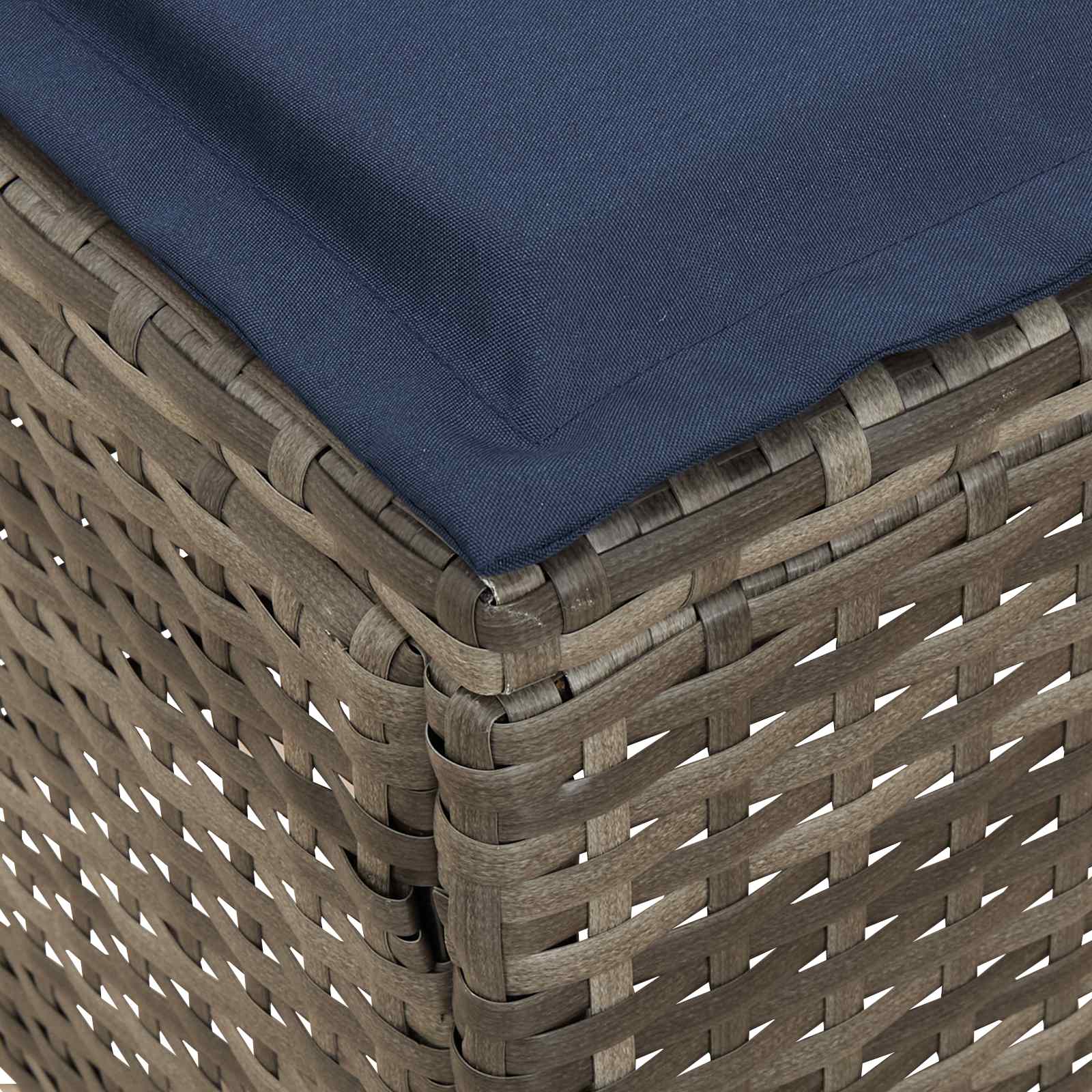 2 τμχ. Σκαμπό Κήπου Ράτα PE Γκρι και Navy Blue