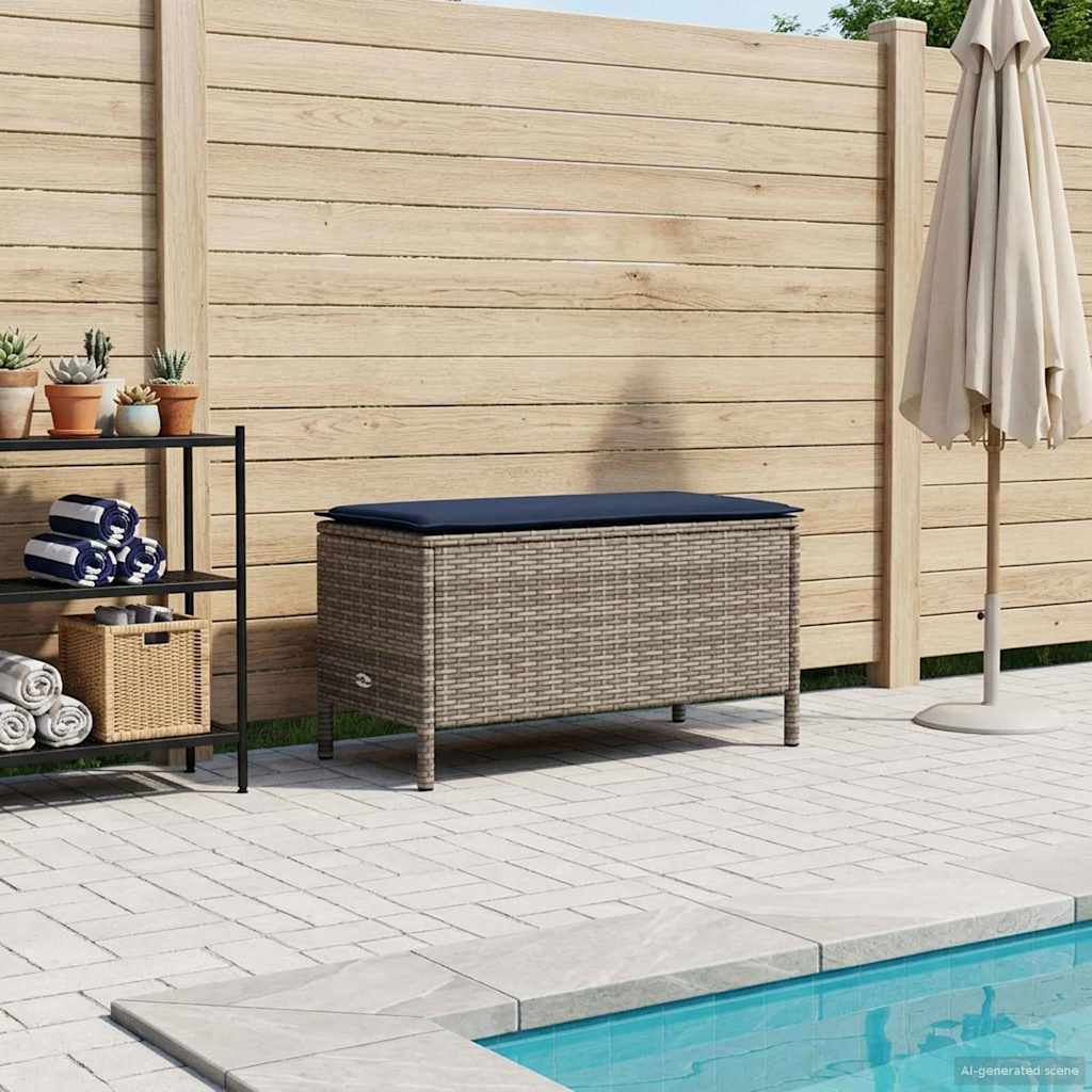 Σκαμπό Κήπου Γκρι και Navy Blue 80 x 38 x 42 εκ Ράτα PE