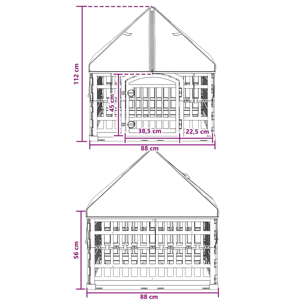 4 Πάνελ Τσουληθράκι με Σκεπή 88 x 88 x 112 εκ Πλαστικό Λευκό