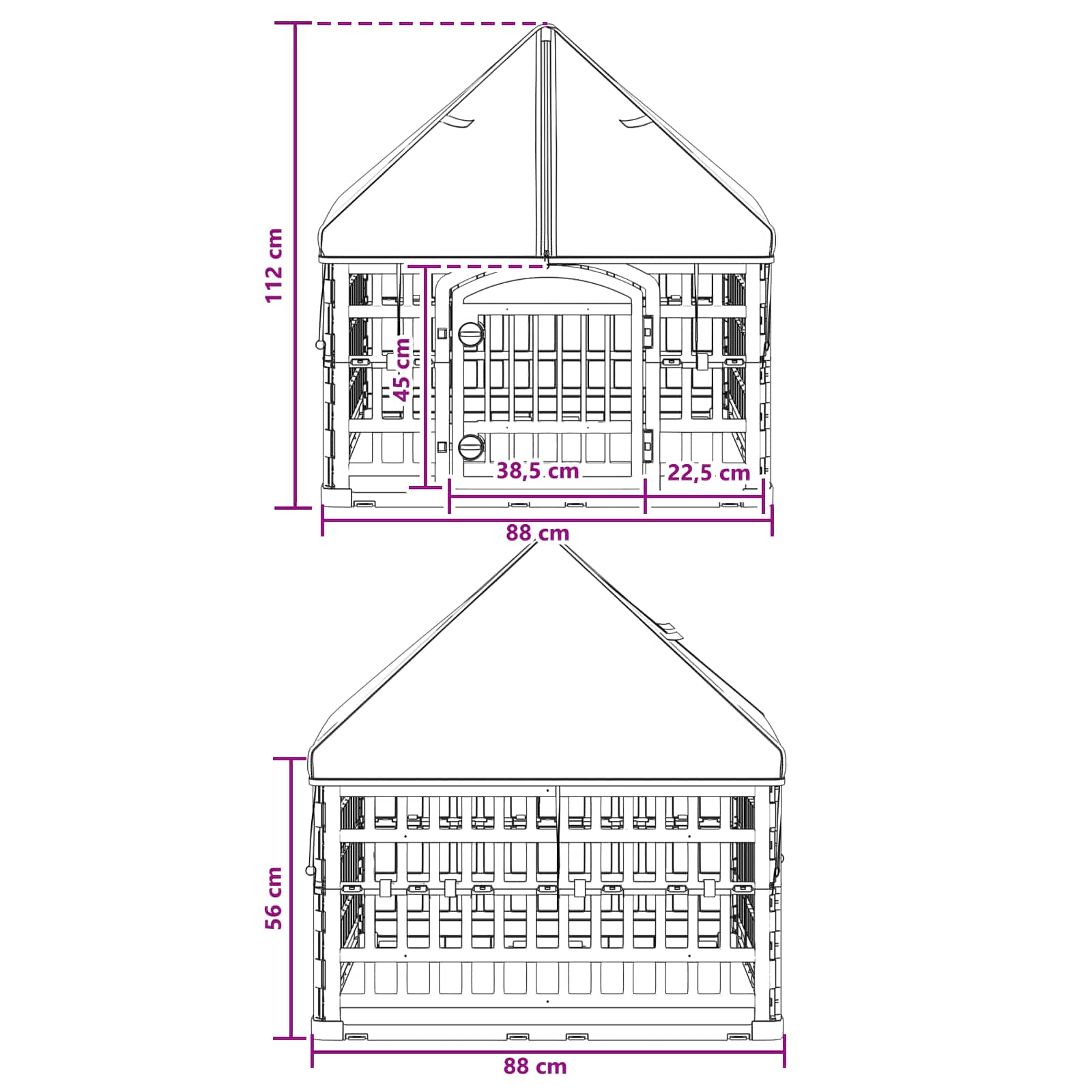 4 Πάνελ Τσουληθράκι με Σκεπή 88 x 88 x 112 εκ Πλαστικό Λευκό