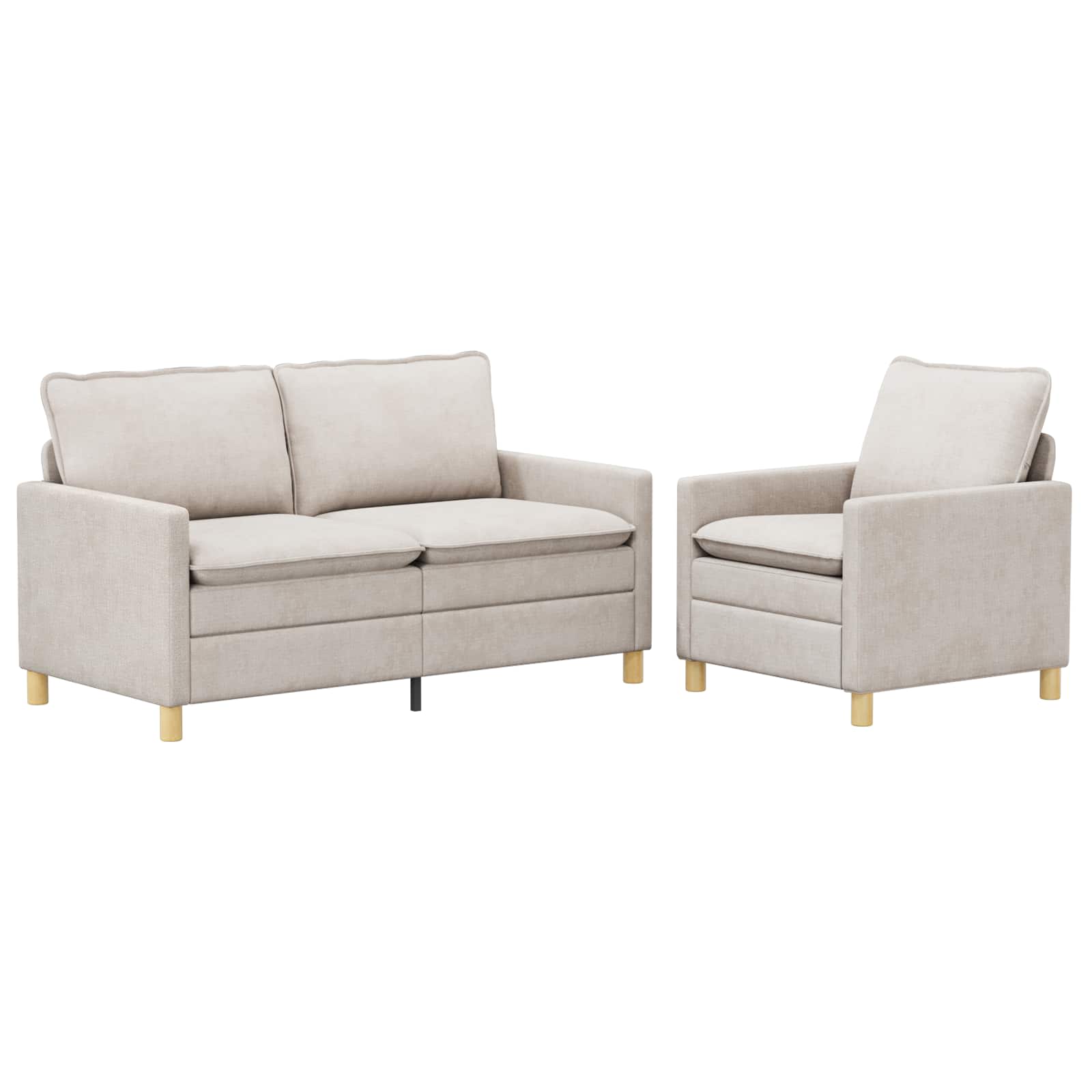 Σετ Καναπέ 2 τμχ. Κρεμ Πολυεστέρας