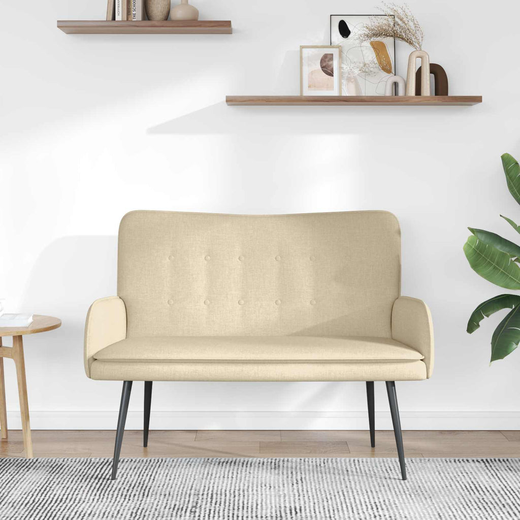 Καναπές 2 ατόμων Κρεμ 115 x 61 x 87 εκ. Ύφασμα