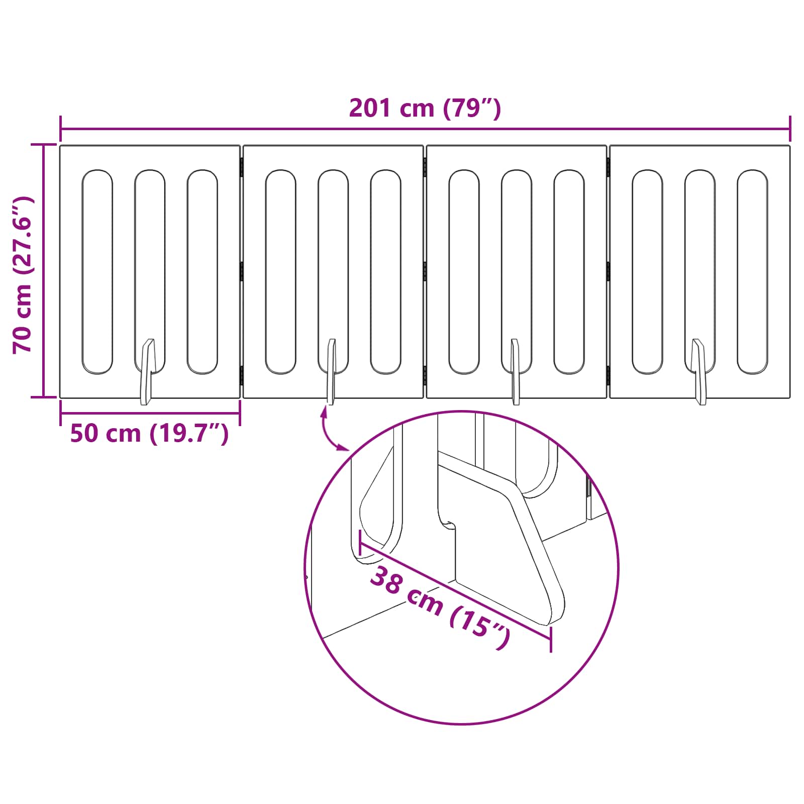 Αναδιπλούμενη περίφραξη κατοικίδιων 4 τμχ. Artisan Δρυς