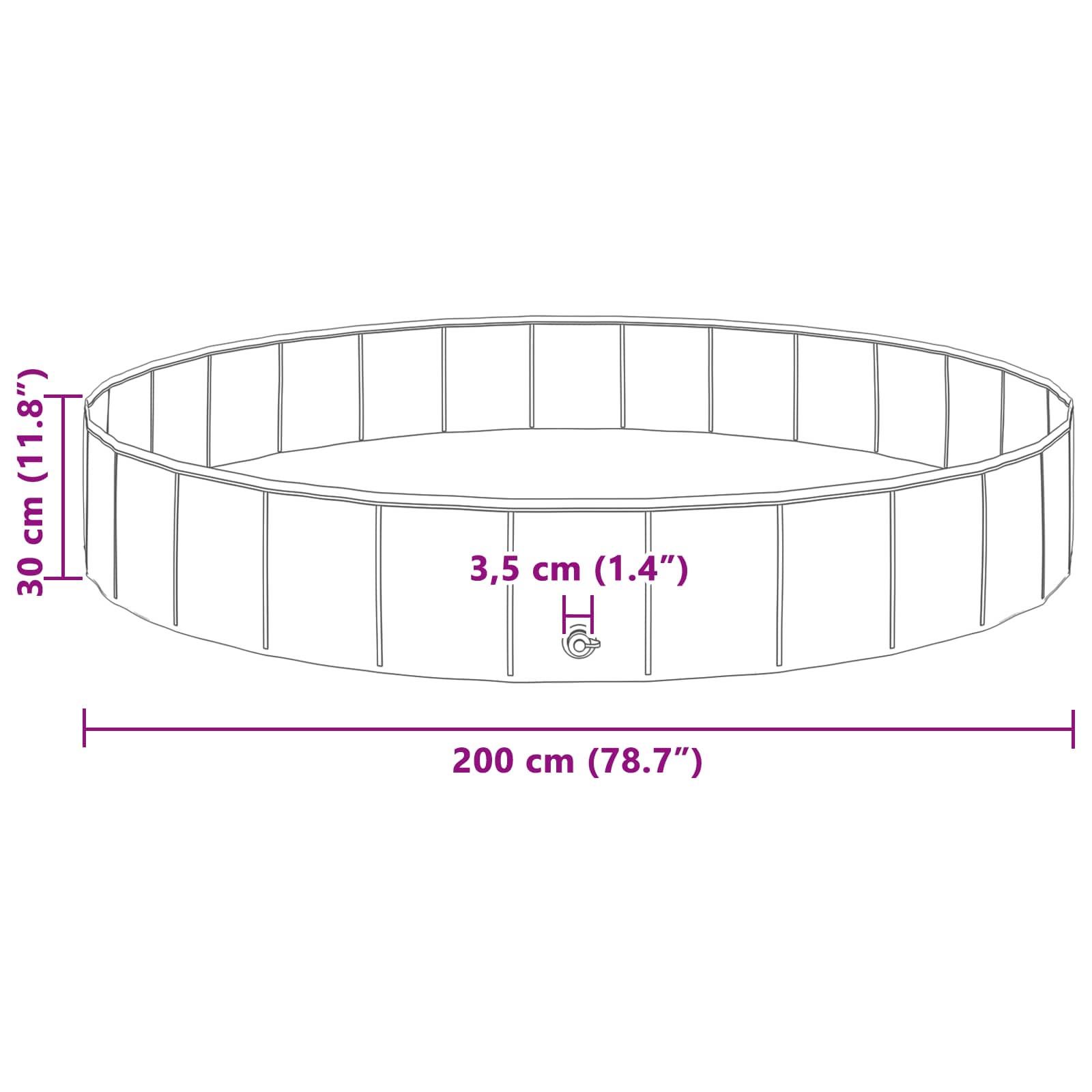 Πισίνα Σκύλου Ø200 x 30 cm Χοντρό PVC Κόκκινο