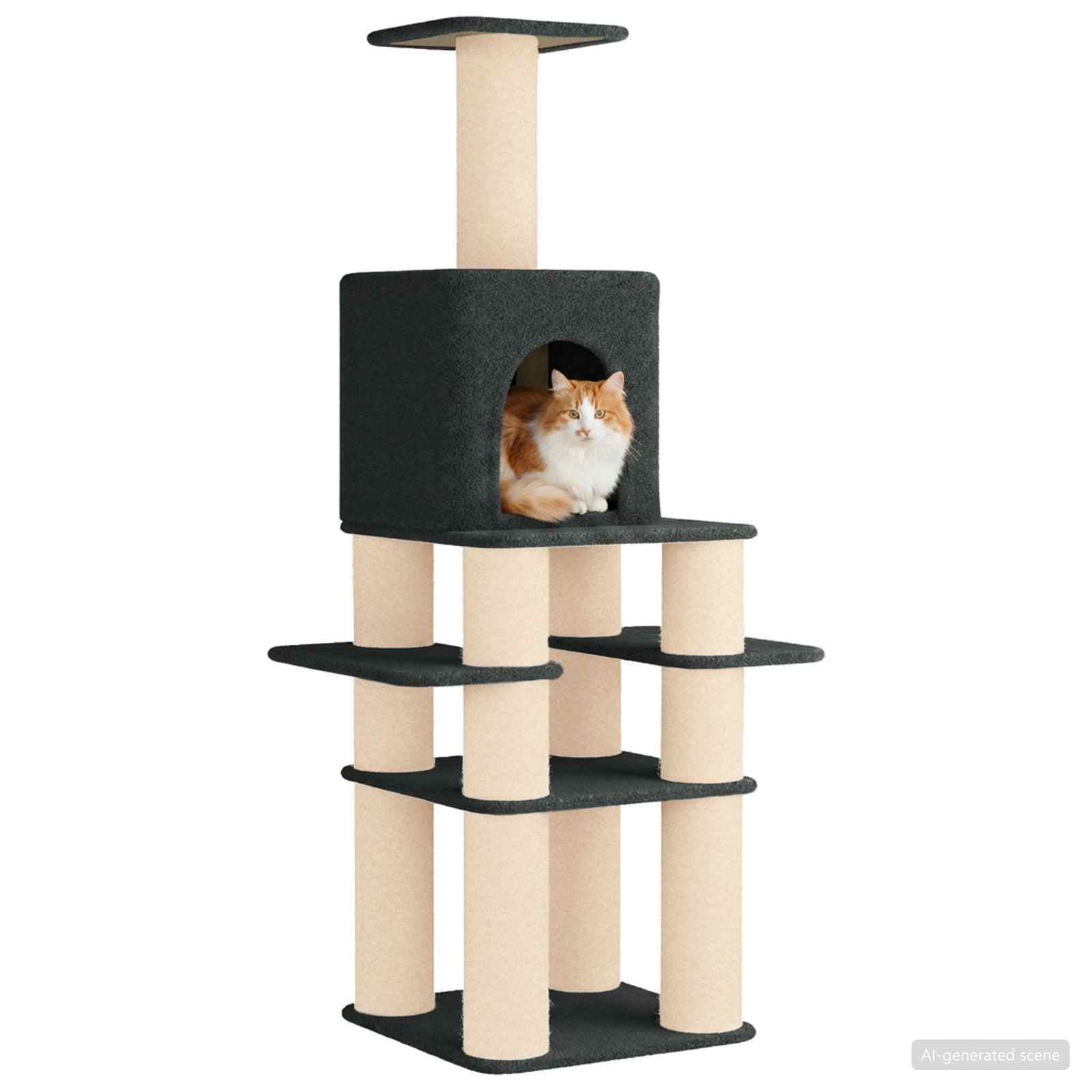 Δέντρο γάτας με στύλους ξύρας Σκούρο Γκρι 180 cm