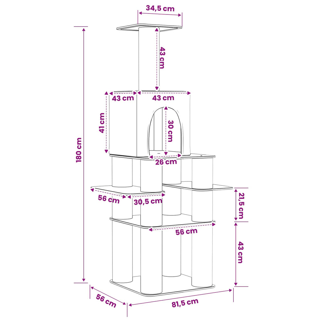 Δέντρο γάτας με στύλους ξύρας Κρεμ 180 cm