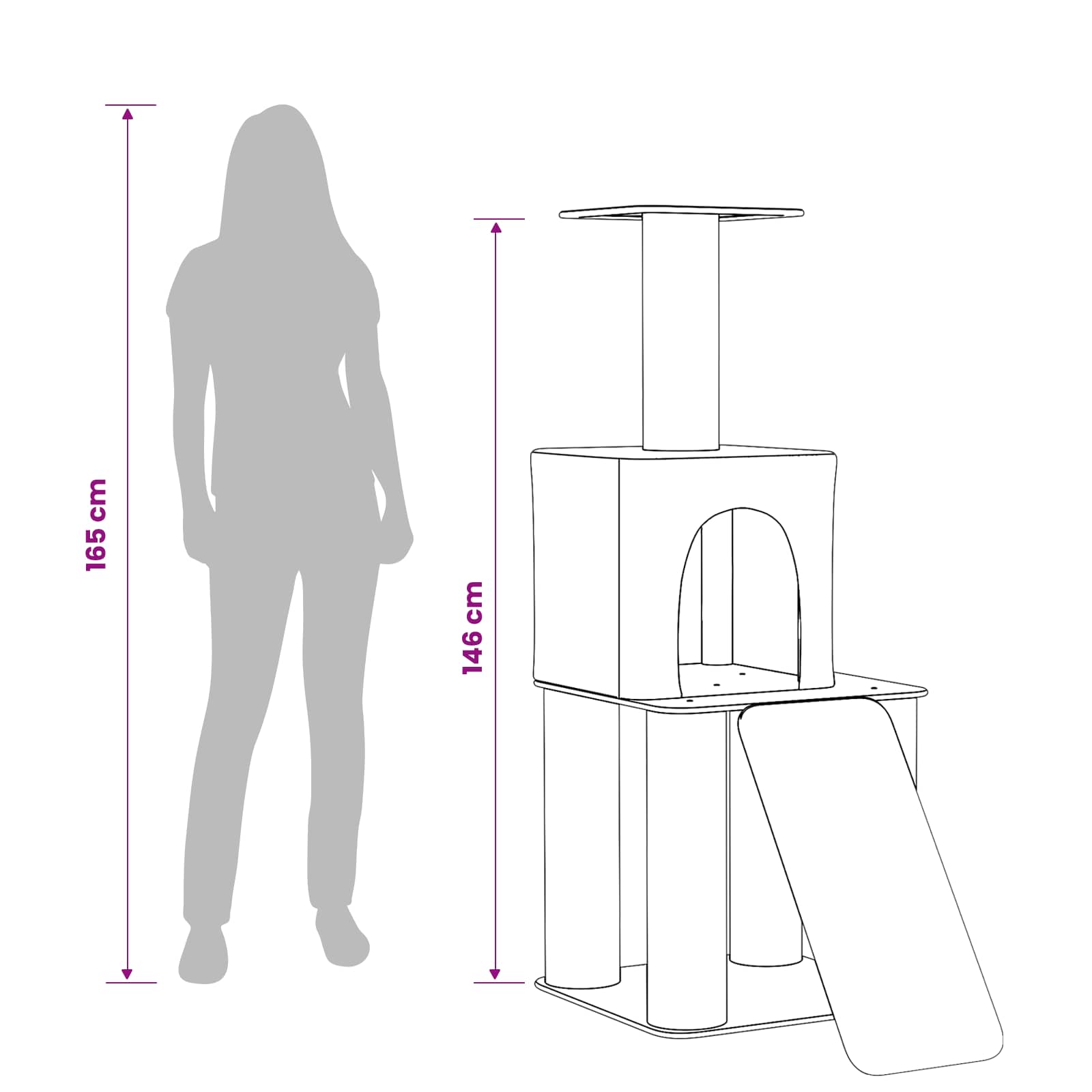 Δέντρο γάτας με στύλους ξύρας Κρεμ 146 cm