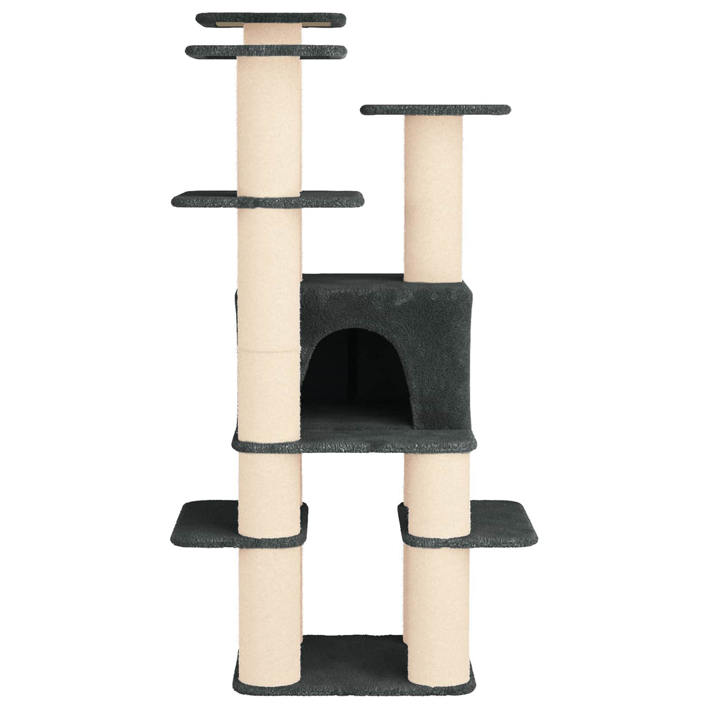 Δέντρο γάτας με στύλους ξύρας Σκούρο Γκρι 161 cm