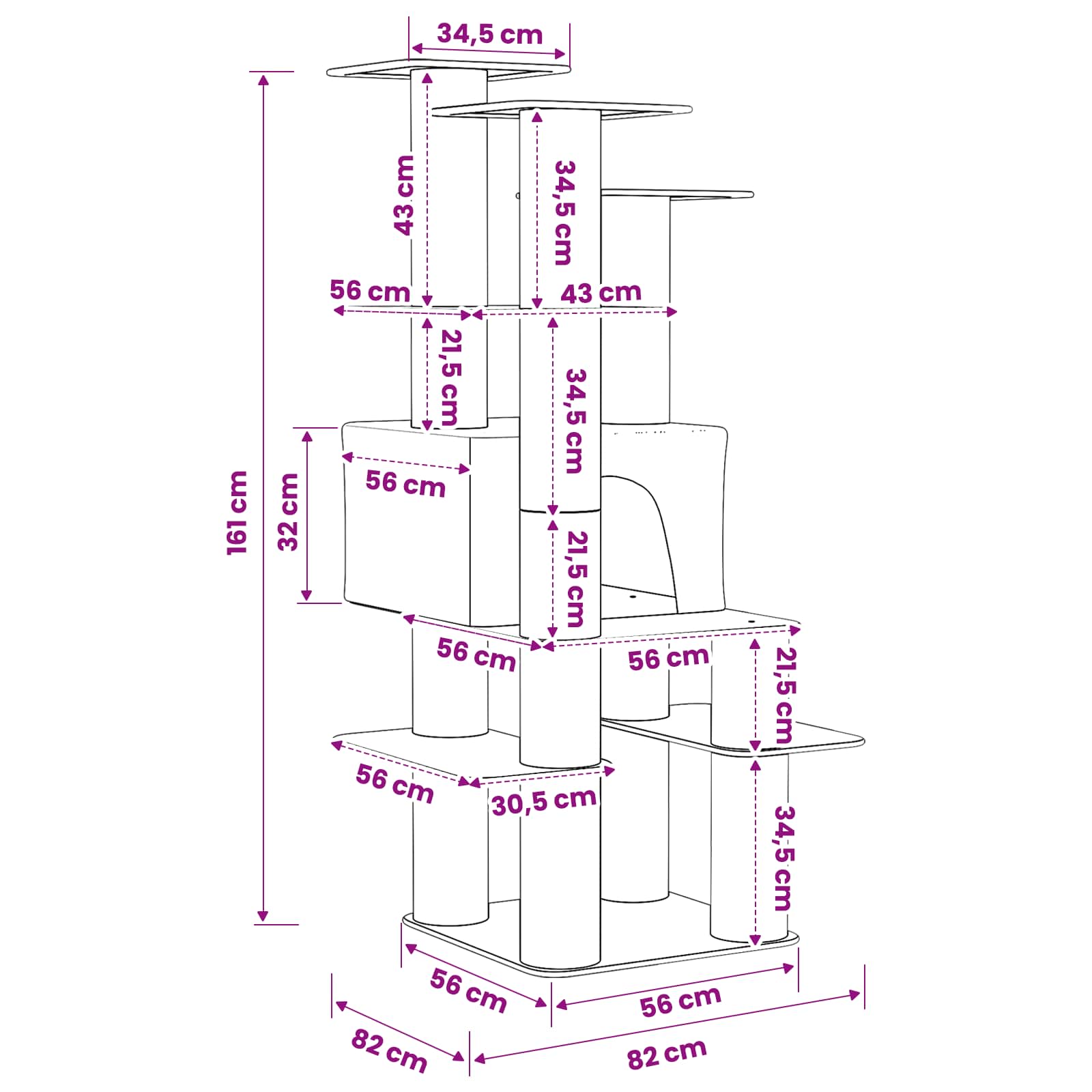 Δέντρο γάτας με στύλους ξύρας Κρεμ 161 cm