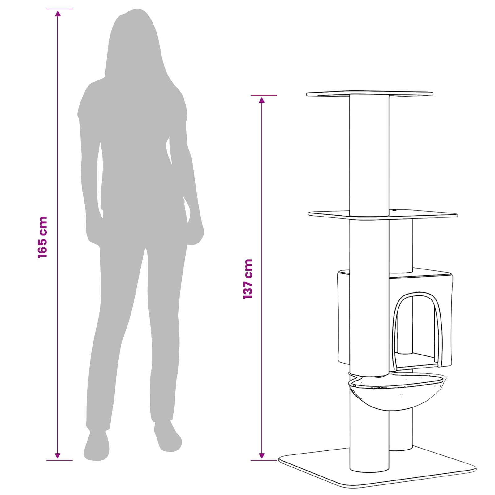 Δέντρο γάτας με στύλους ξύρας Σκούρο Γκρι 137 cm