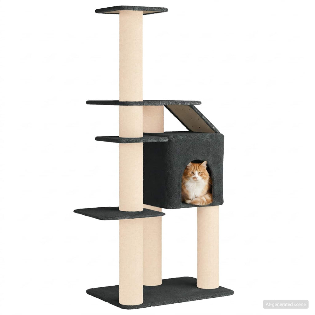 Δέντρο γάτας με στύλους ξύρας Σκούρο Γκρι 183 cm