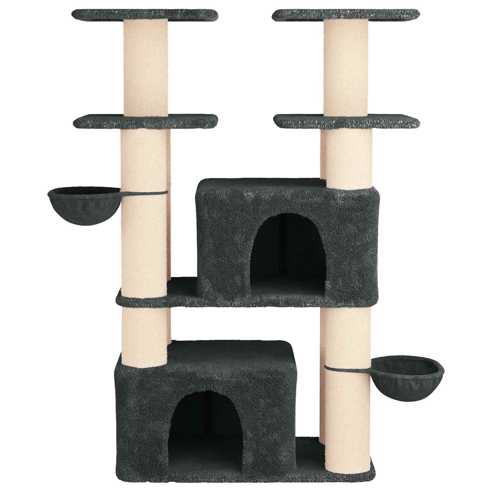 Δέντρο γάτας με στύλους ξύρας Σκούρο Γκρι 147 cm 2 τμχ.