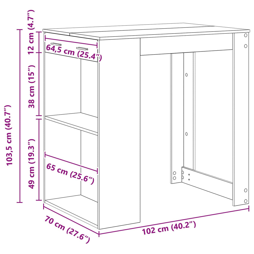 Τραπέζι μπαρ 102 x 70 x 103,5 εκ Επεξεργασμένο Ξύλο Μαύρη Οξυά