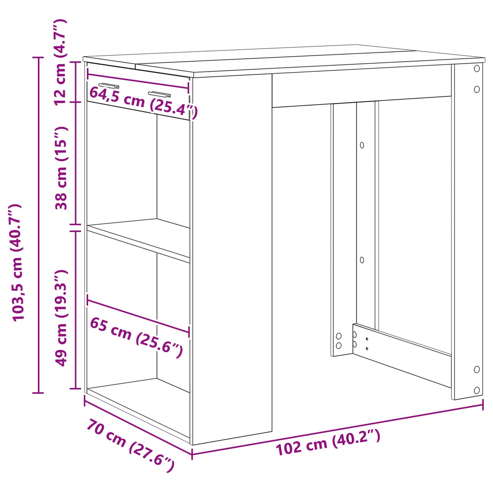 Τραπέζι μπαρ 102 x 70 x 103,5 εκ Επεξεργασμένο Ξύλο Μαύρη Οξυά