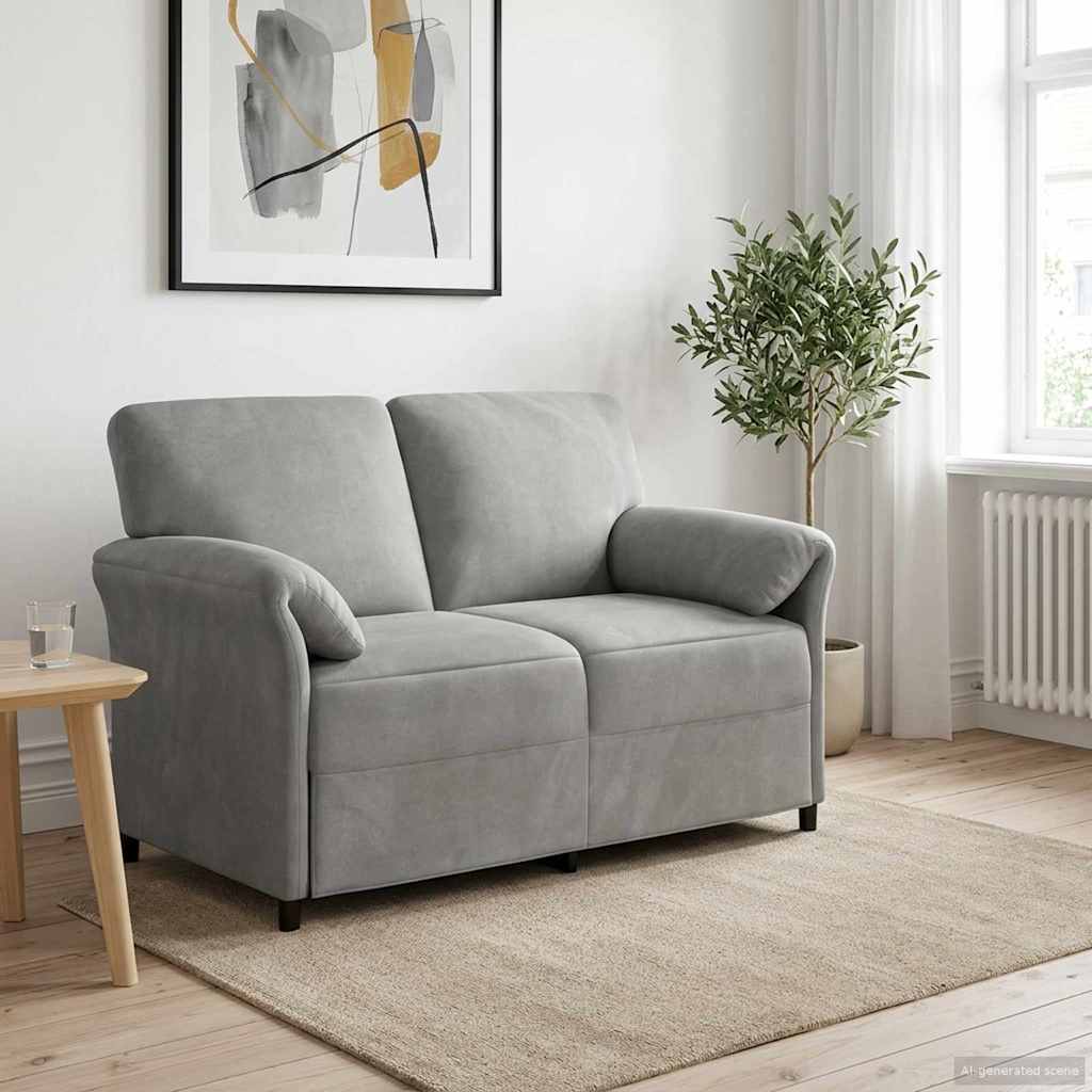 Καναπές 2 ατόμων Ανοιχτό γκρι 138 x 83 x 95 εκ Βελούδο