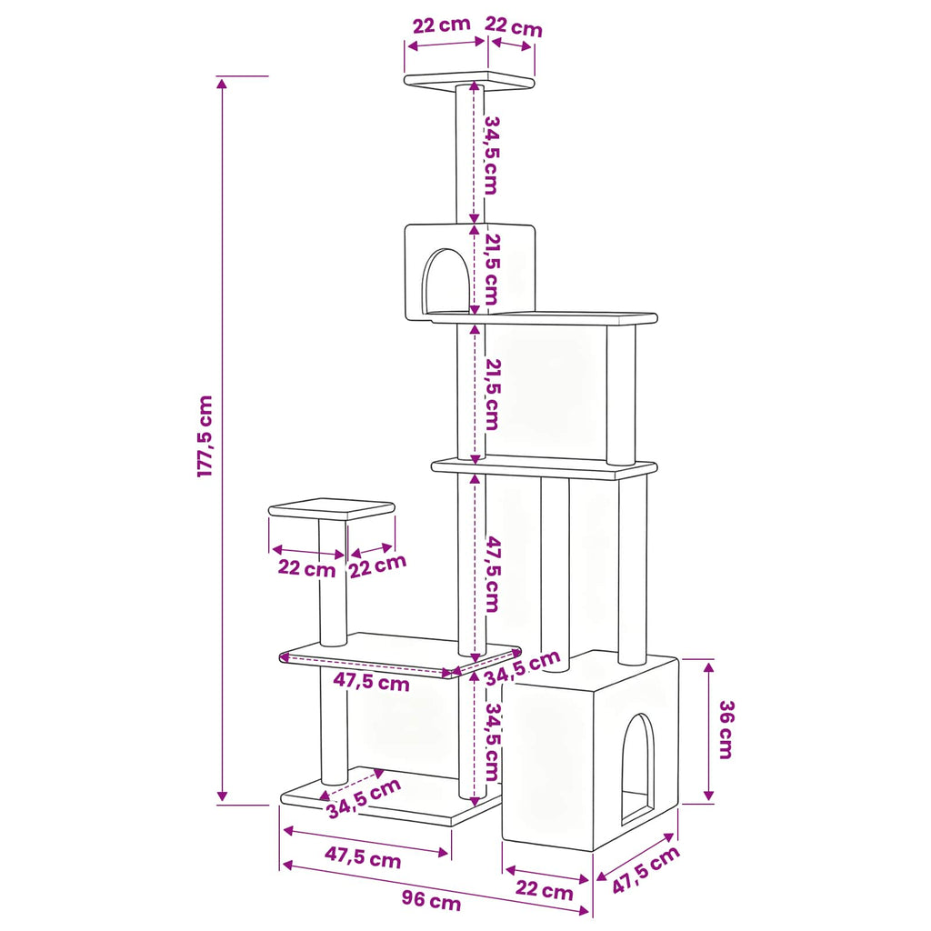 Δέντρο γάτας με στύλους ξύρας Σκούρο Γκρι 177,5 εκ