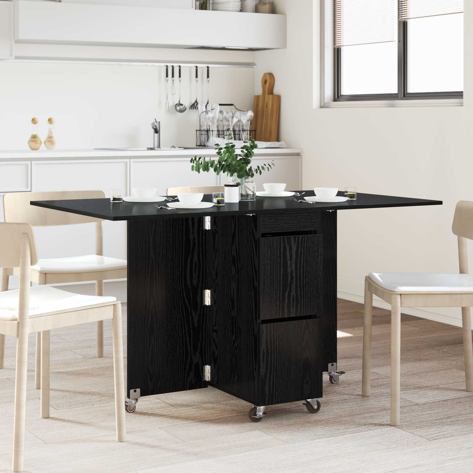 Τραπέζι φαγητού 140 x 80 x 77 cm Επεξεργασμένο Ξύλο Μαύρη Δρυς