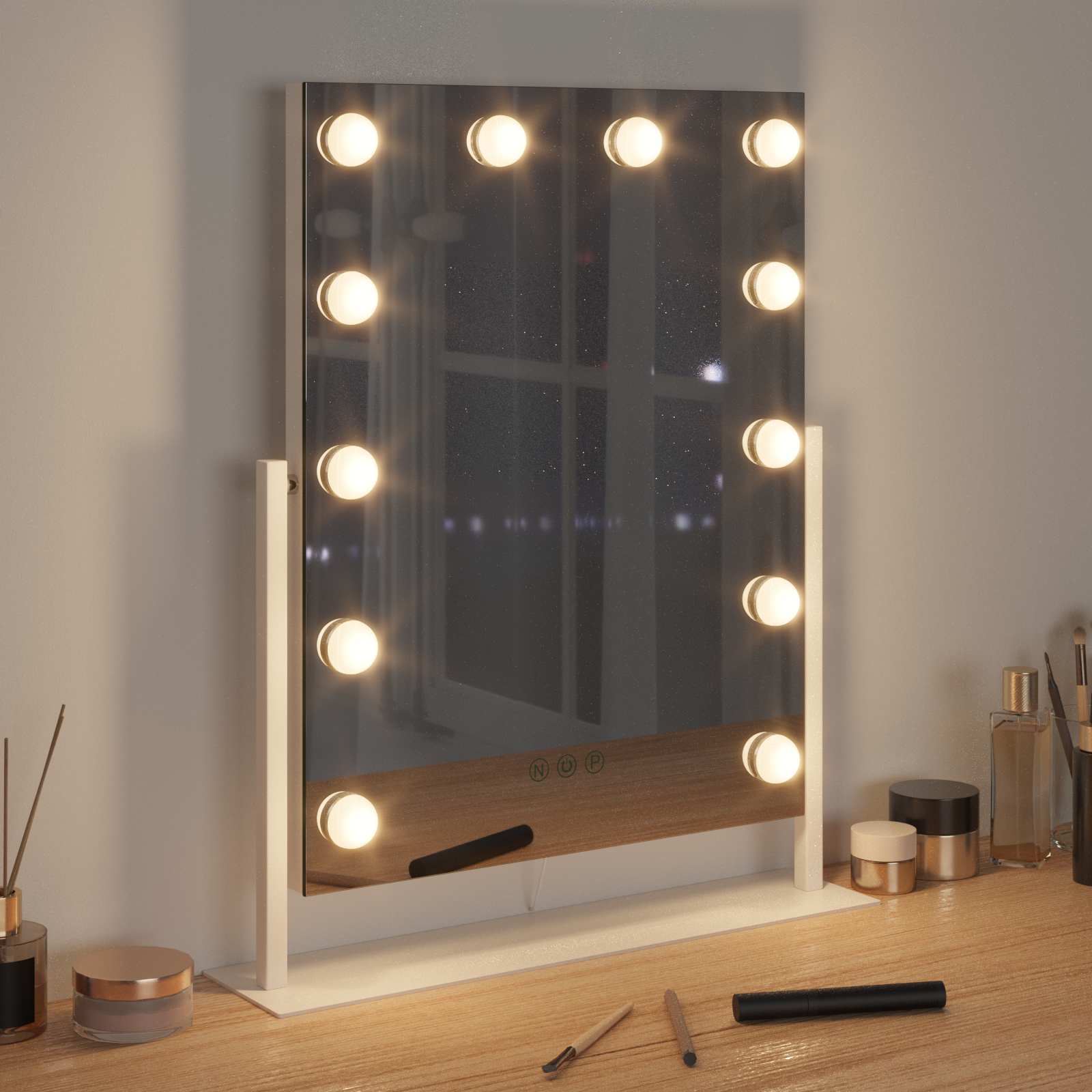 Καθρέφτης Vanity LED Λευκό 44 x 10 x 53 εκ Γυαλί και Χάλυβας