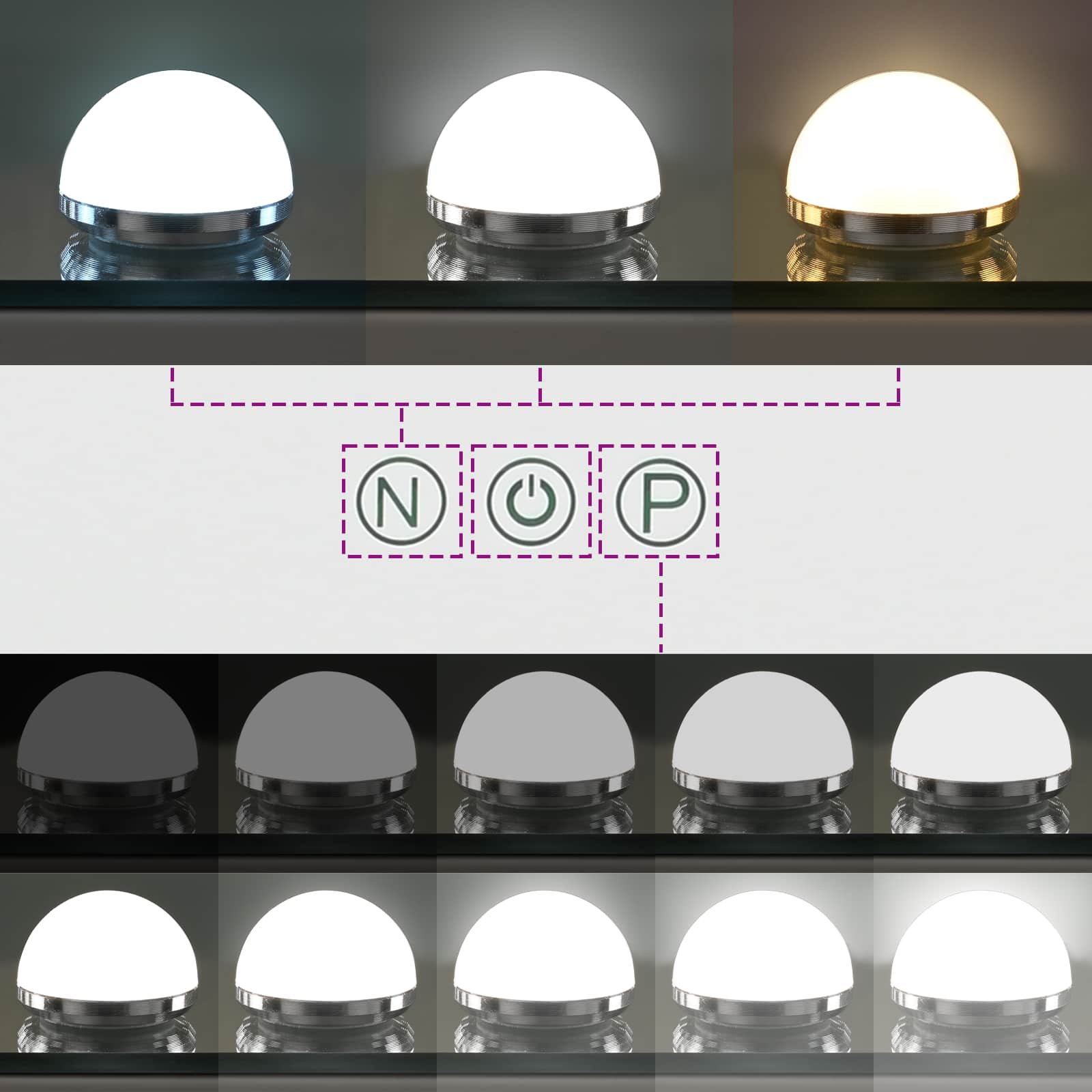 Καθρέφτης Vanity LED Λευκό 50 x 10 x 44 εκ Γυαλί και Χάλυβας