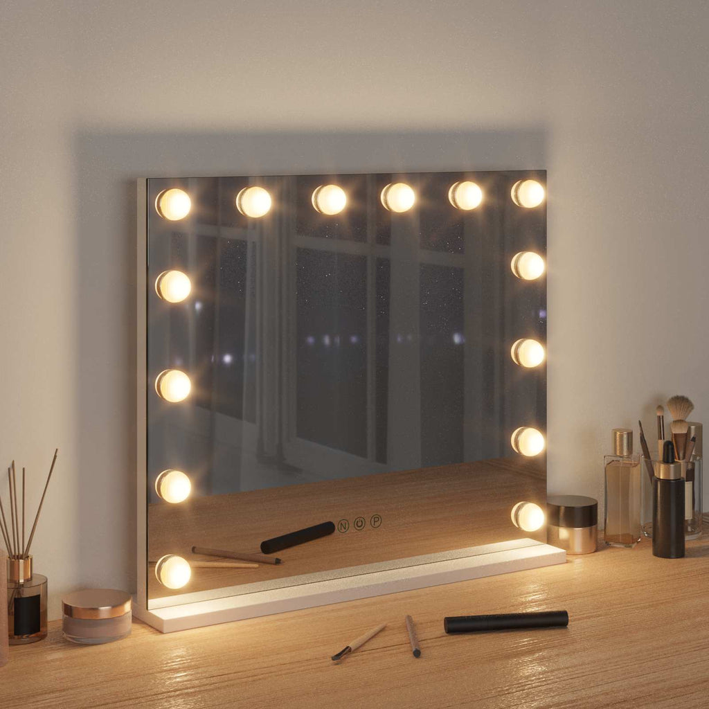 Καθρέφτης Vanity LED Λευκό 50 x 10 x 44 εκ Γυαλί και Χάλυβας