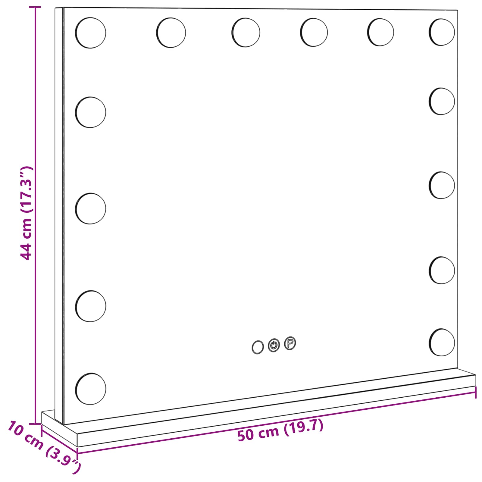 Καθρέφτης Vanity LED Λευκό 50 x 10 x 44 εκ Γυαλί και Χάλυβας