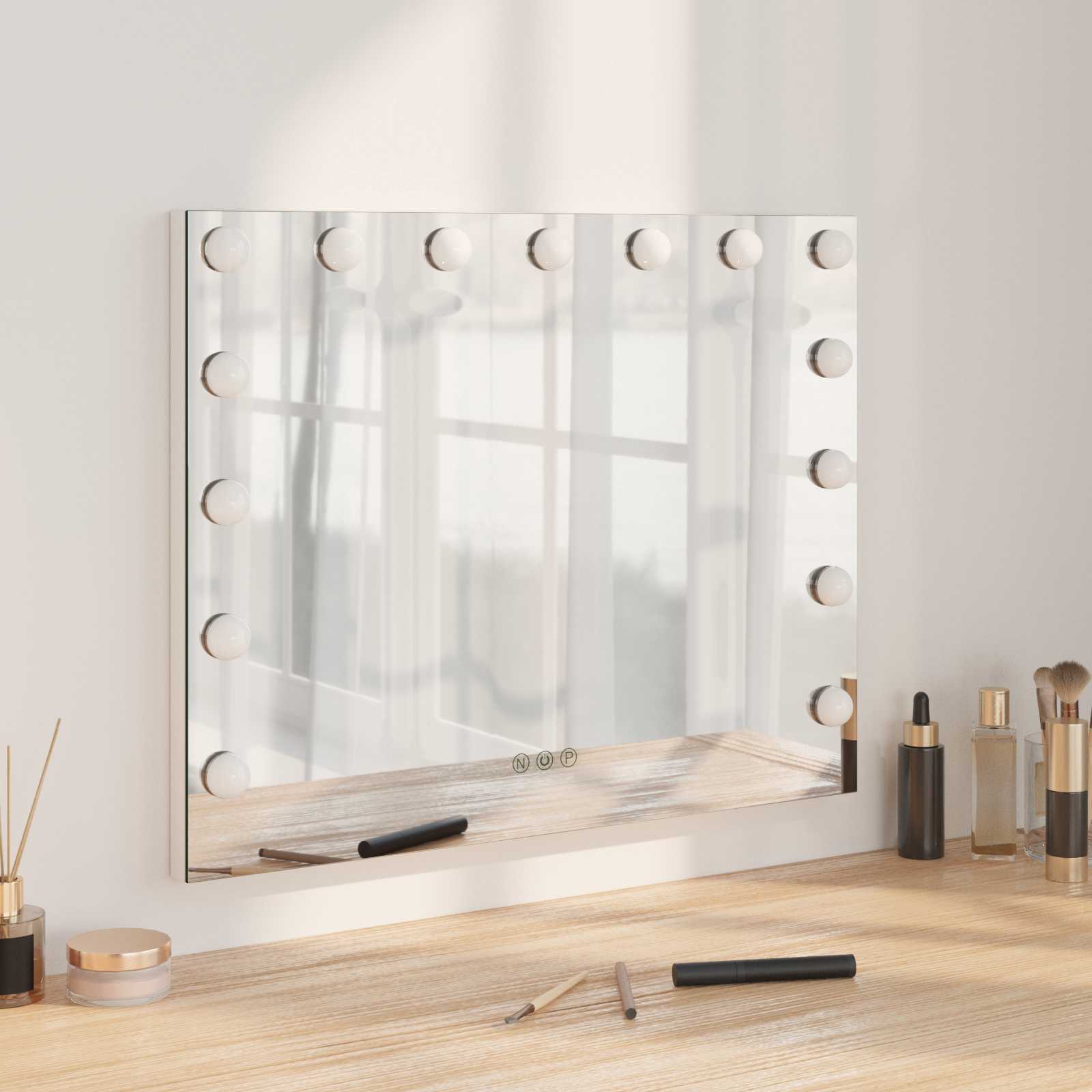 Καθρέφτης Vanity LED Λευκό 58 x 10 x 47 εκ Γυαλί και Χάλυβας