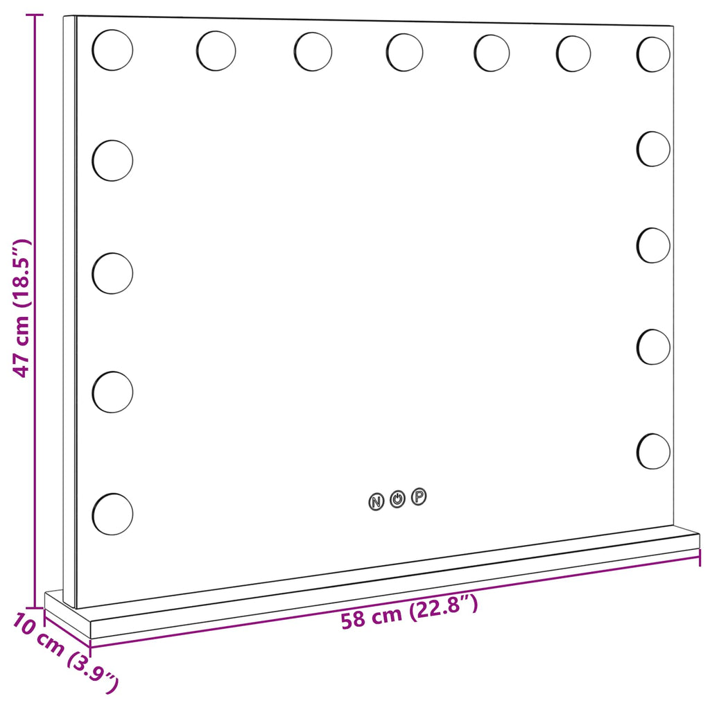 Καθρέφτης Vanity LED Λευκό 58 x 10 x 47 εκ Γυαλί και Χάλυβας